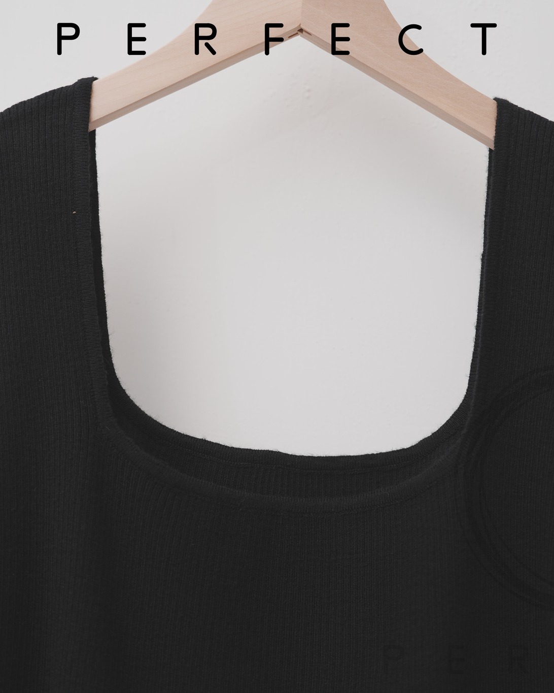 T0023_針織顯瘦方領高彈力可外穿背心 (顯瘦黑）