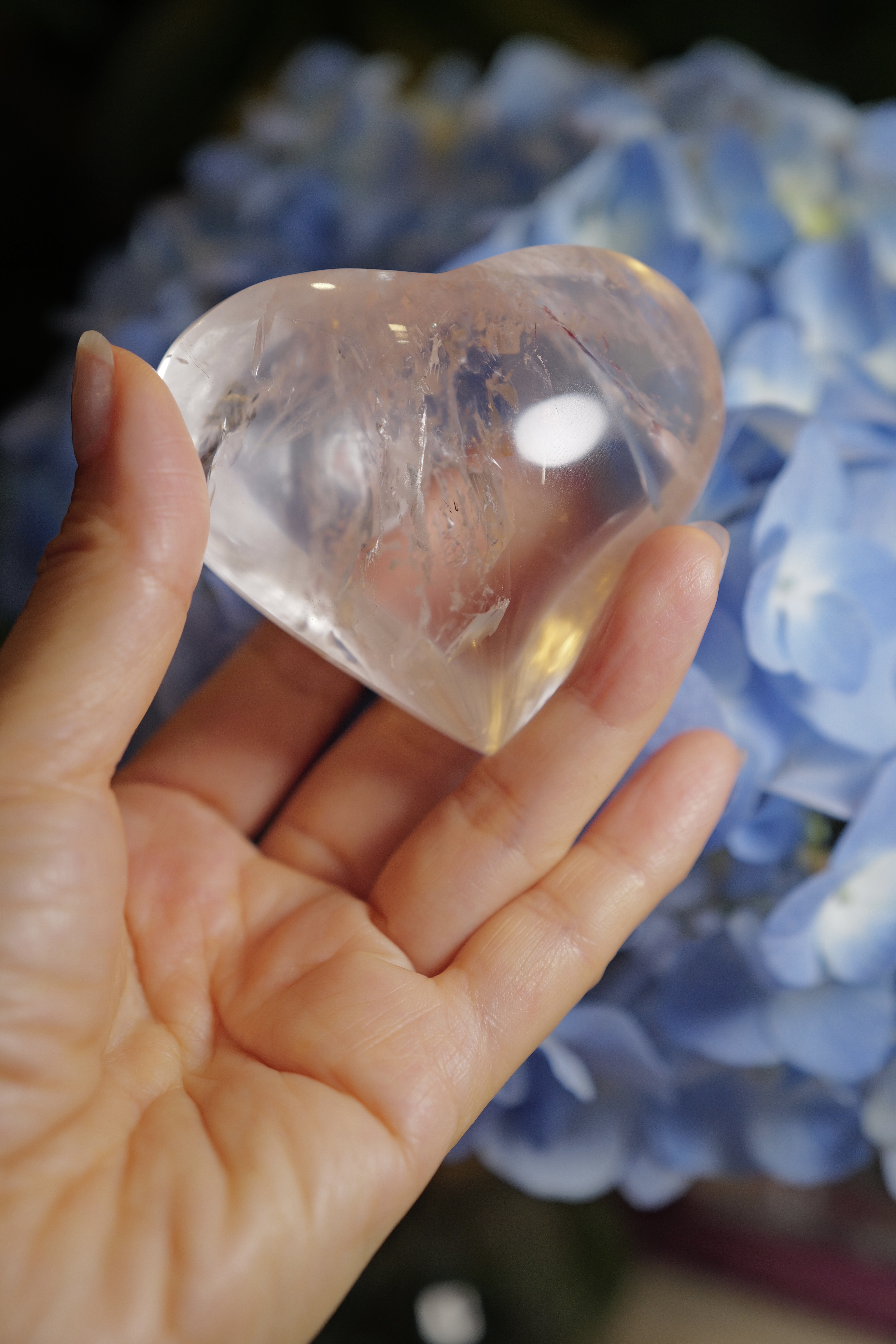  ༒7.5cm 白水晶紅膠花共生愛心擺設༒ HE.1881CAA-RA30*3SA-