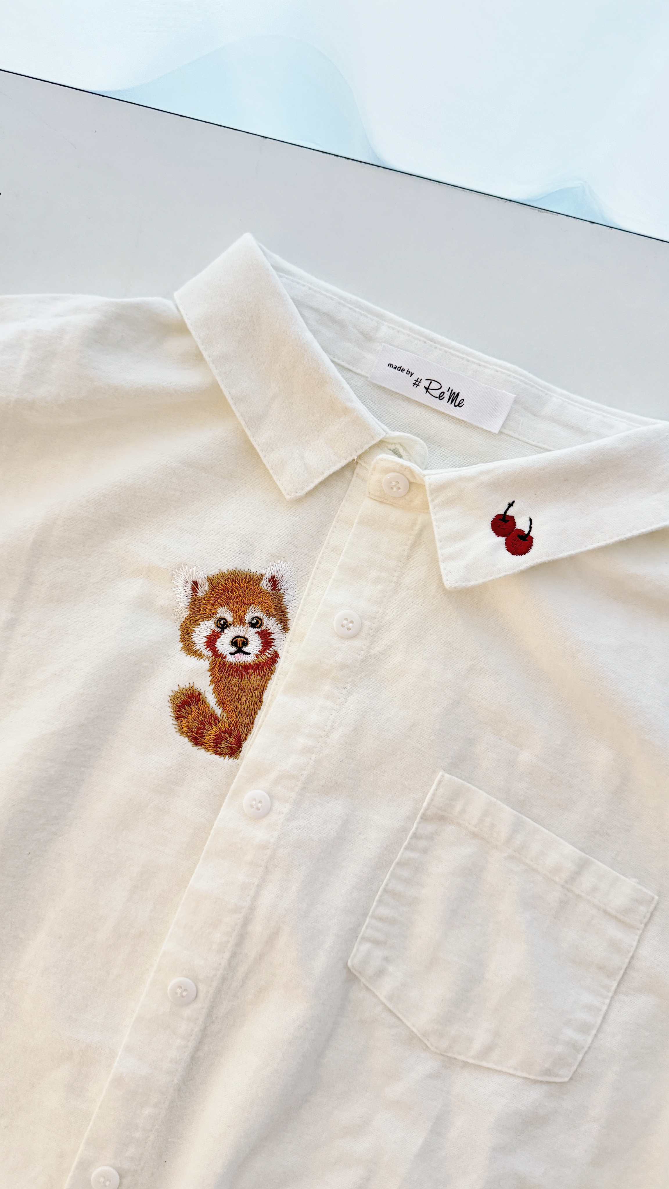 🐻Beary Shy🍒手作刺绣白衬衫