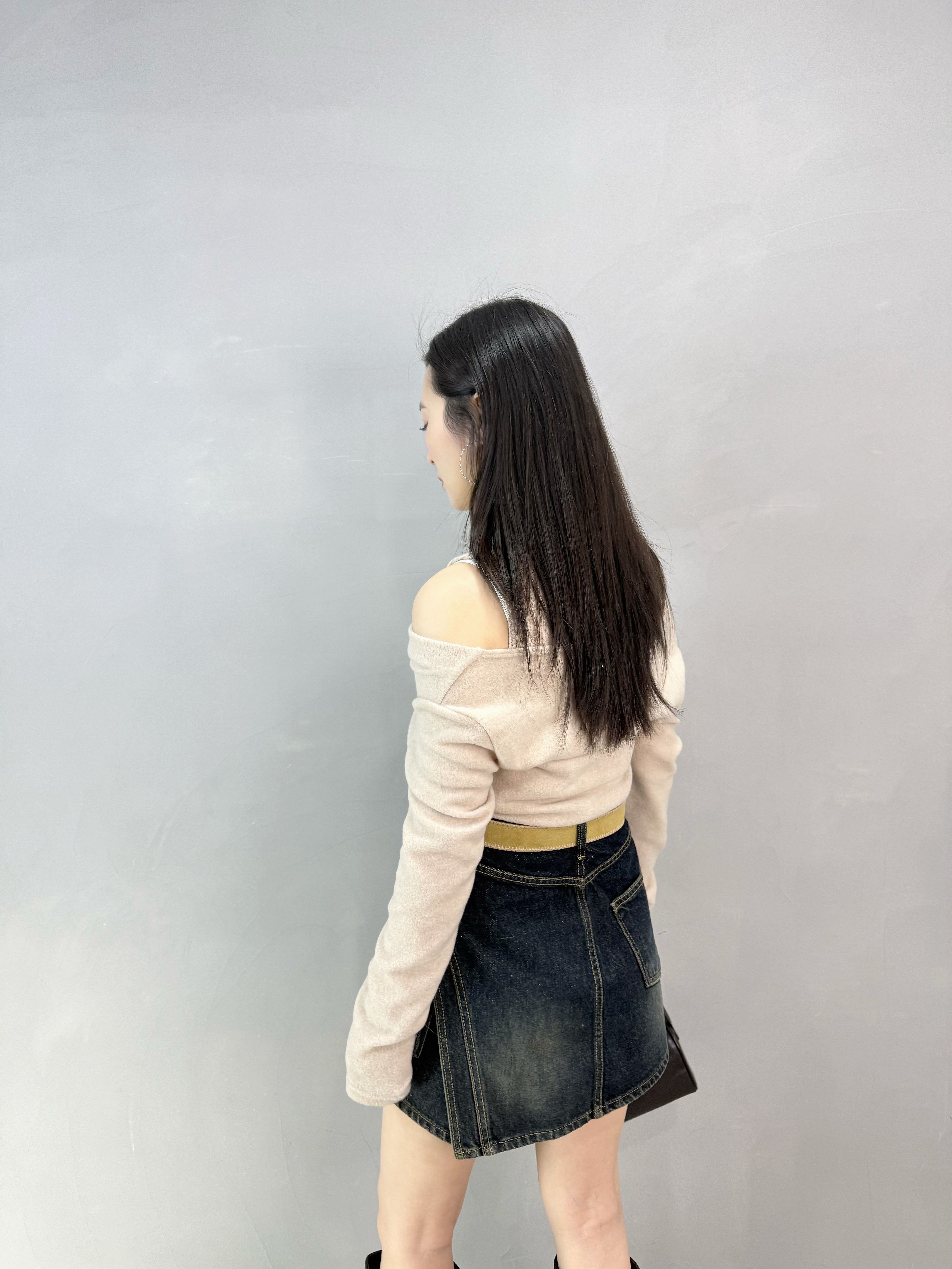 E61 側袋洗水牛仔裙褲