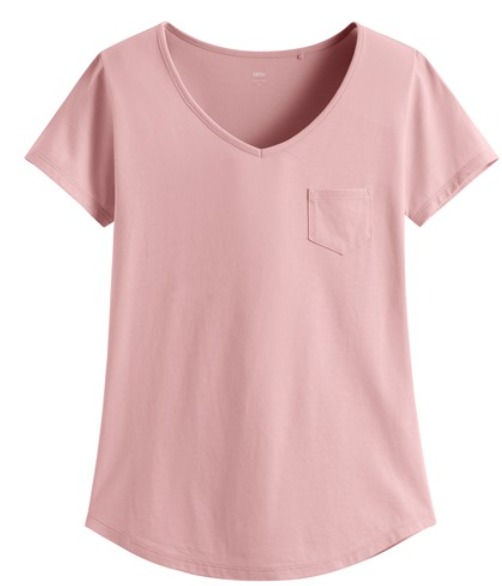 莫代爾口袋V領T恤-女