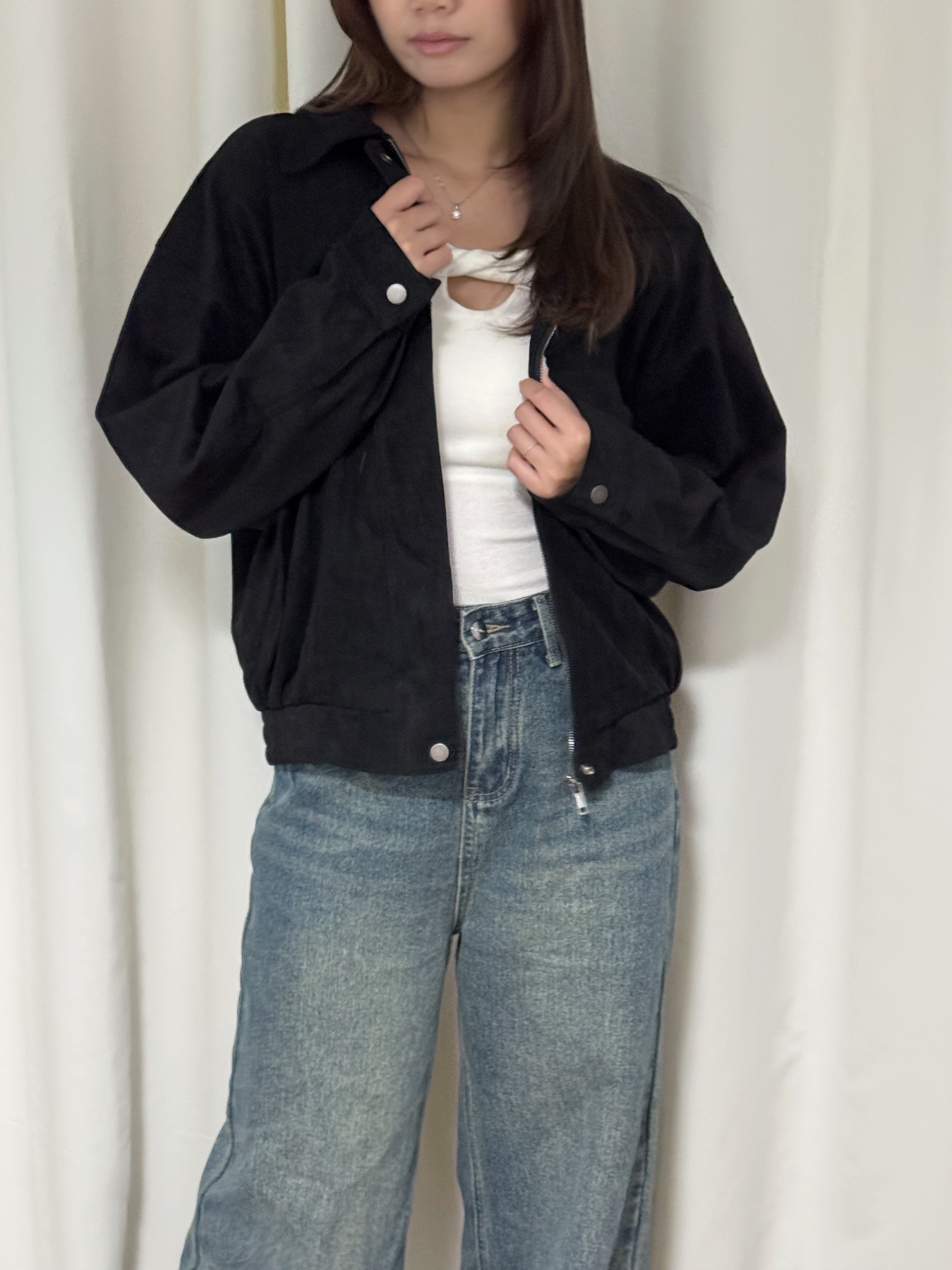 [麂皮/PU皮褸!!] Luna Oversized Zip-up Jacket(兩色入)
