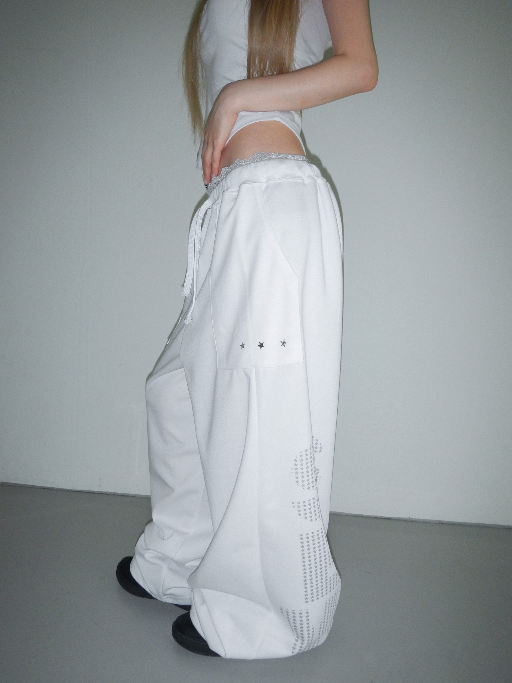 Rhinestone Wide-Leg Sweatpants