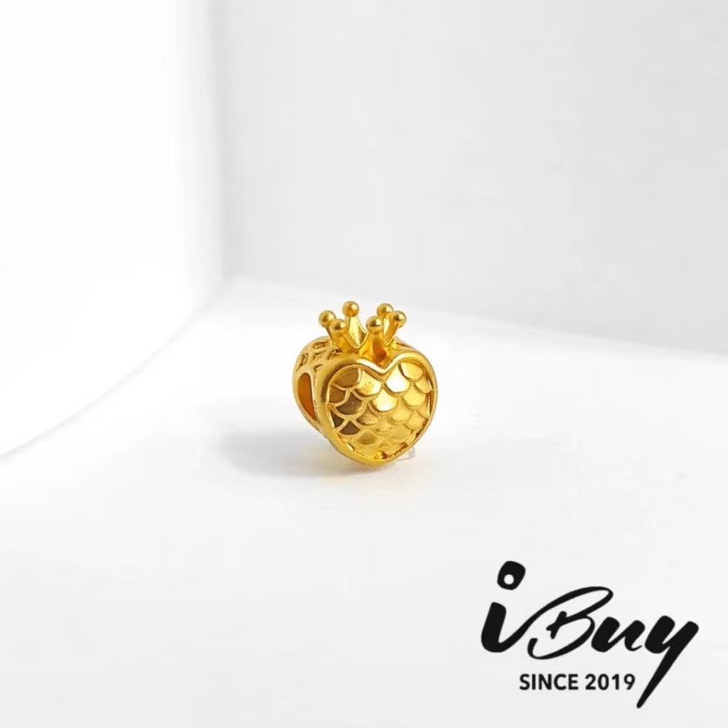 916 HARD GOLD SCALE CROWN HEART CHARM BEAD 916 硬金 鱼鳞皇冠爱心串咀