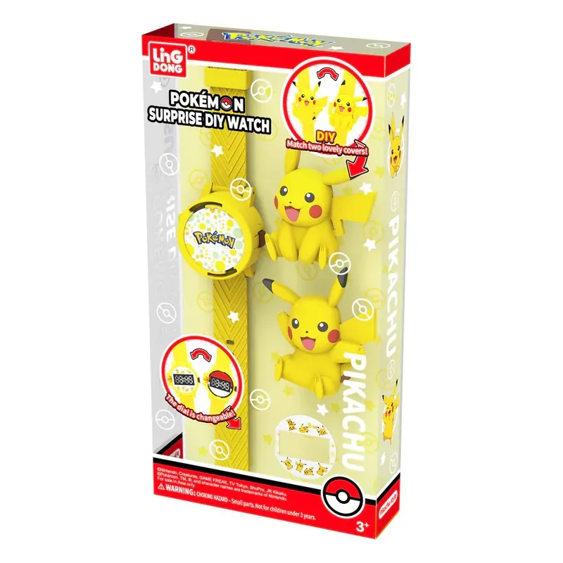 Pokémon 寶可夢比卡超驚喜 DIY 電子錶附可替換立體公仔與翻轉錶面設計