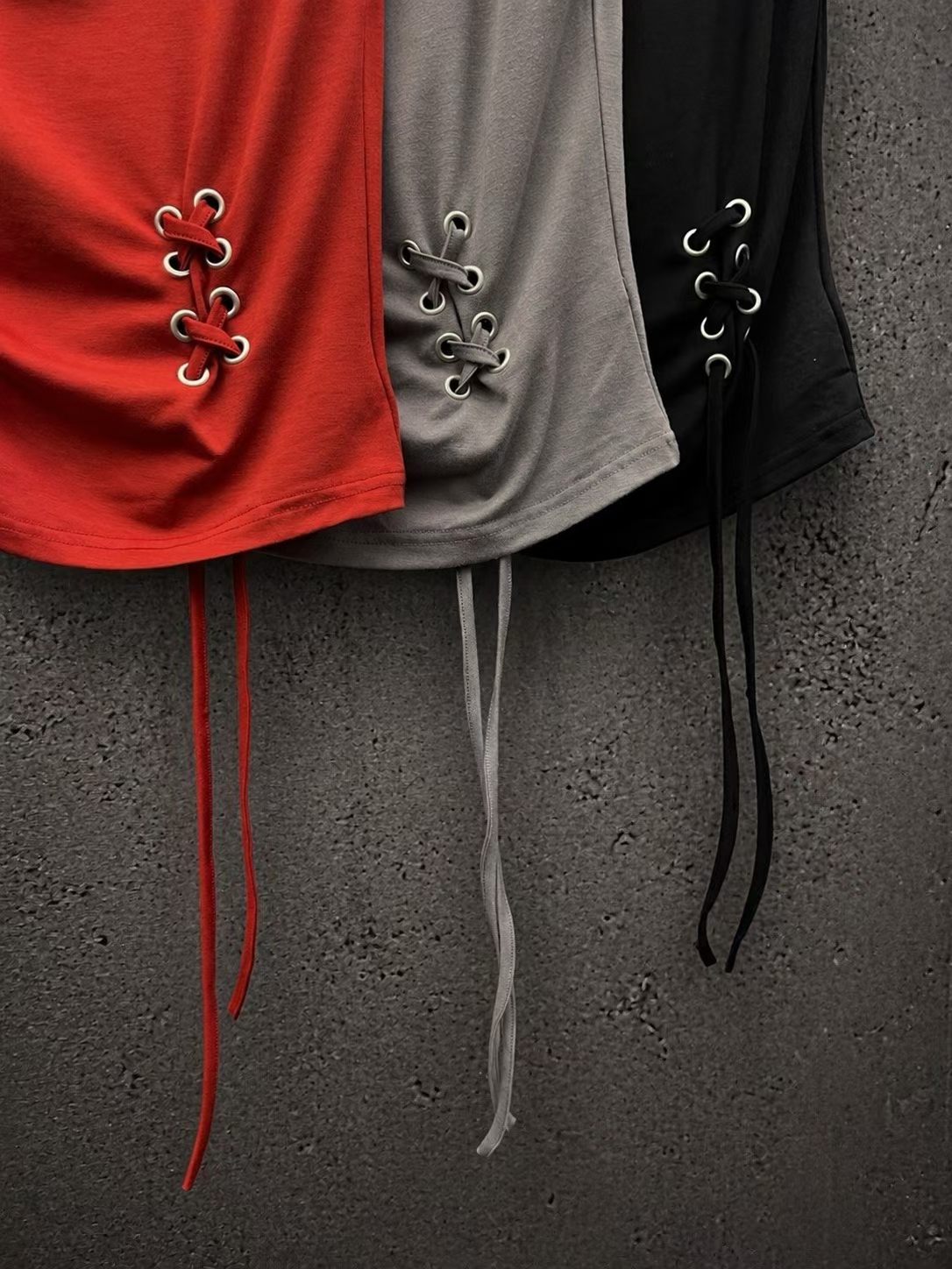 Asymmetric Eyelet Lace-Up Top