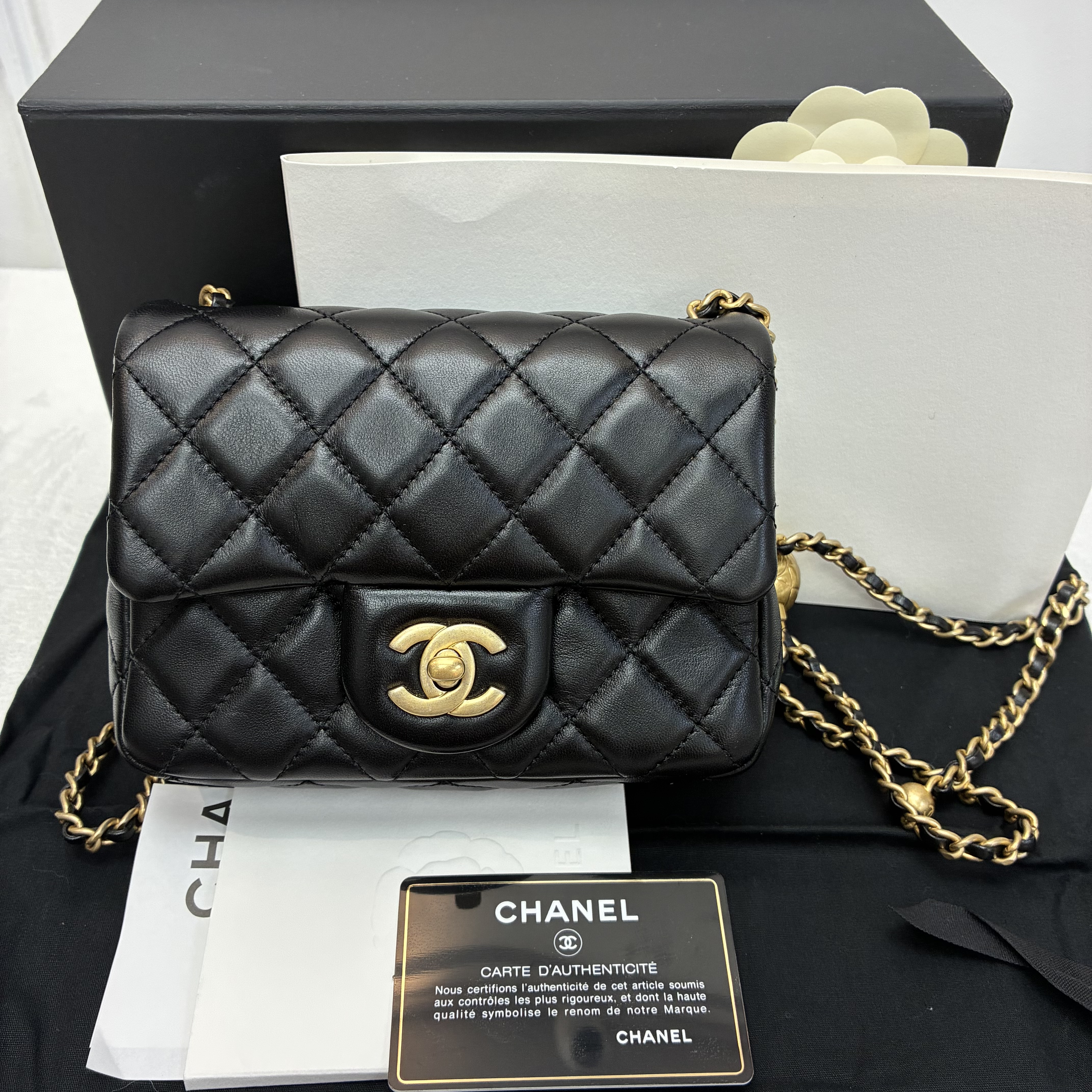 Full set Chanel淡金扣金球Mini