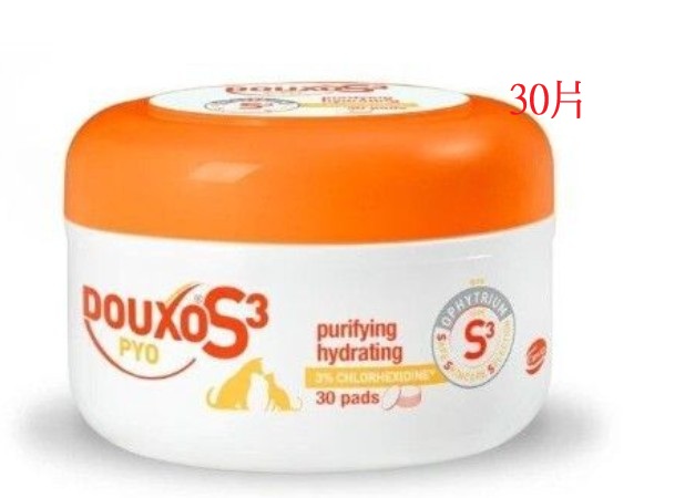 Douxo-貓犬用  DOUXO S3 PYO 抗菌止癢濕紙巾 30片裝 (最佳使用期:30/6/2027)pads
