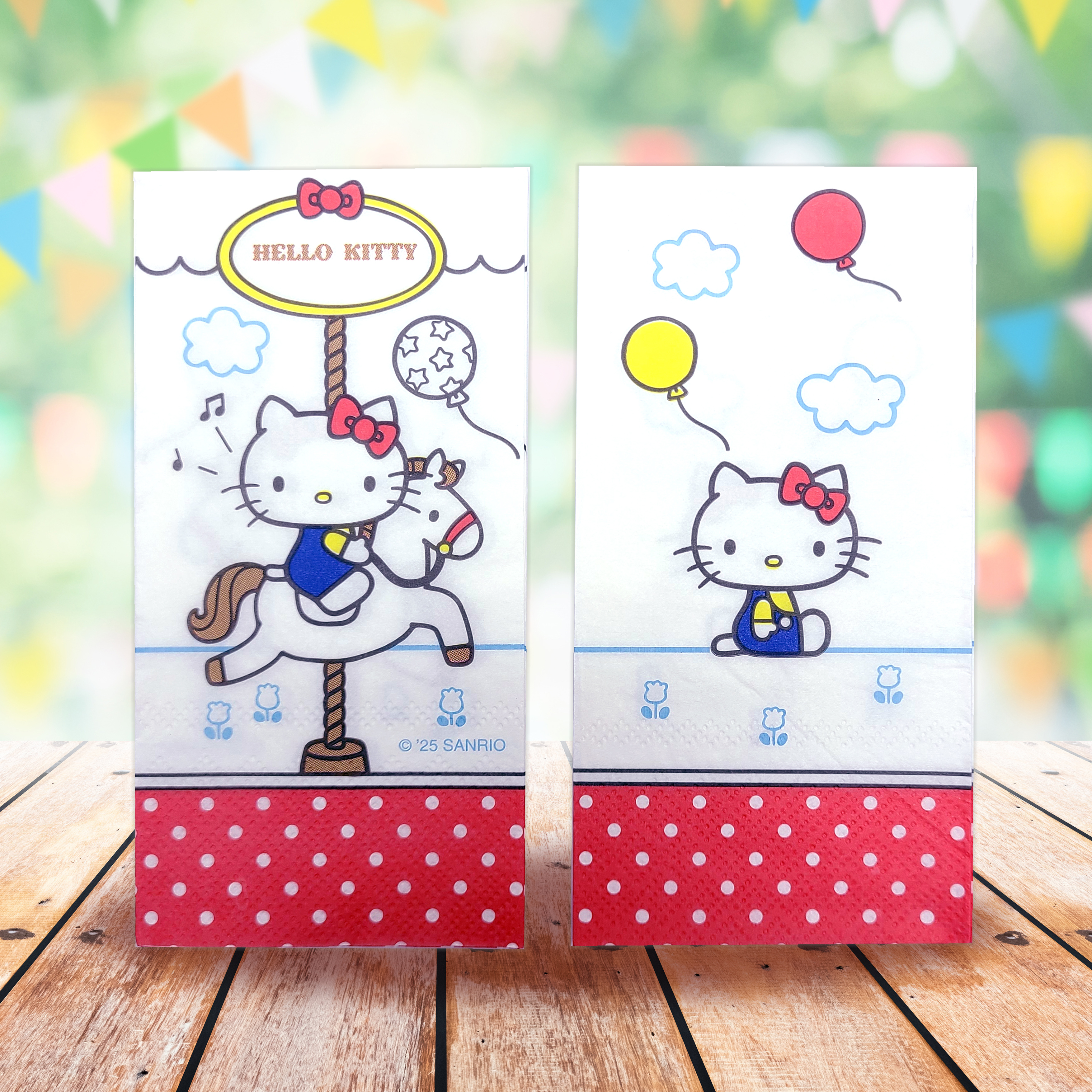 Sanrio Hello Kitty 即棄紙餐巾 (約 33 厘米 x 33 厘米)  (旋轉木馬圖案) [Sanrio 許可產品]