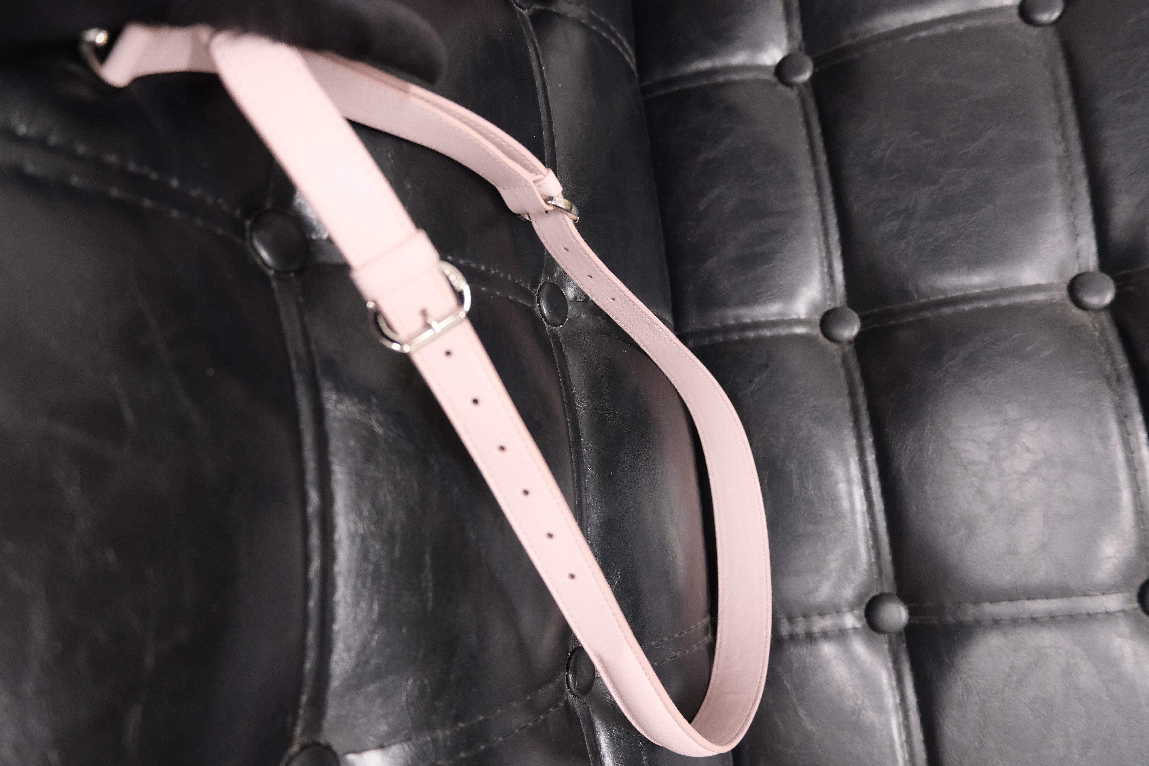 Cannage Leather 2 Way Handbag Pink