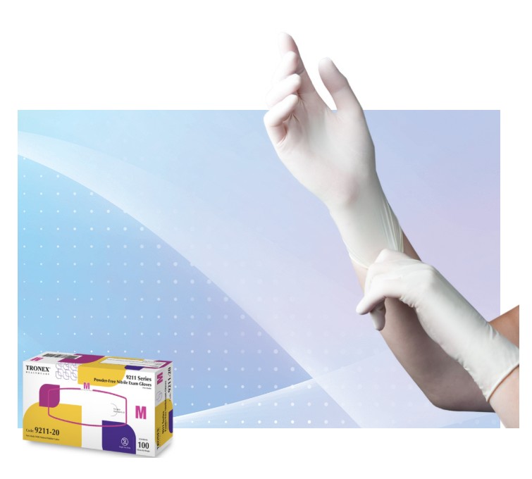 Tronex #9211 Nitrile Powder-Free, Examination Gloves (White, 100's/box)