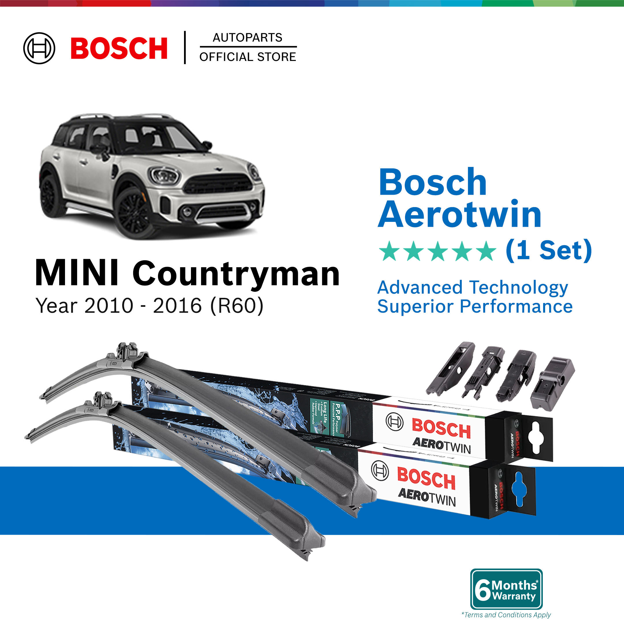 Bosch Aerotwin Plus Multi Clip Wiper Set for Mini Cooper Countryman R60 (20"/19")
