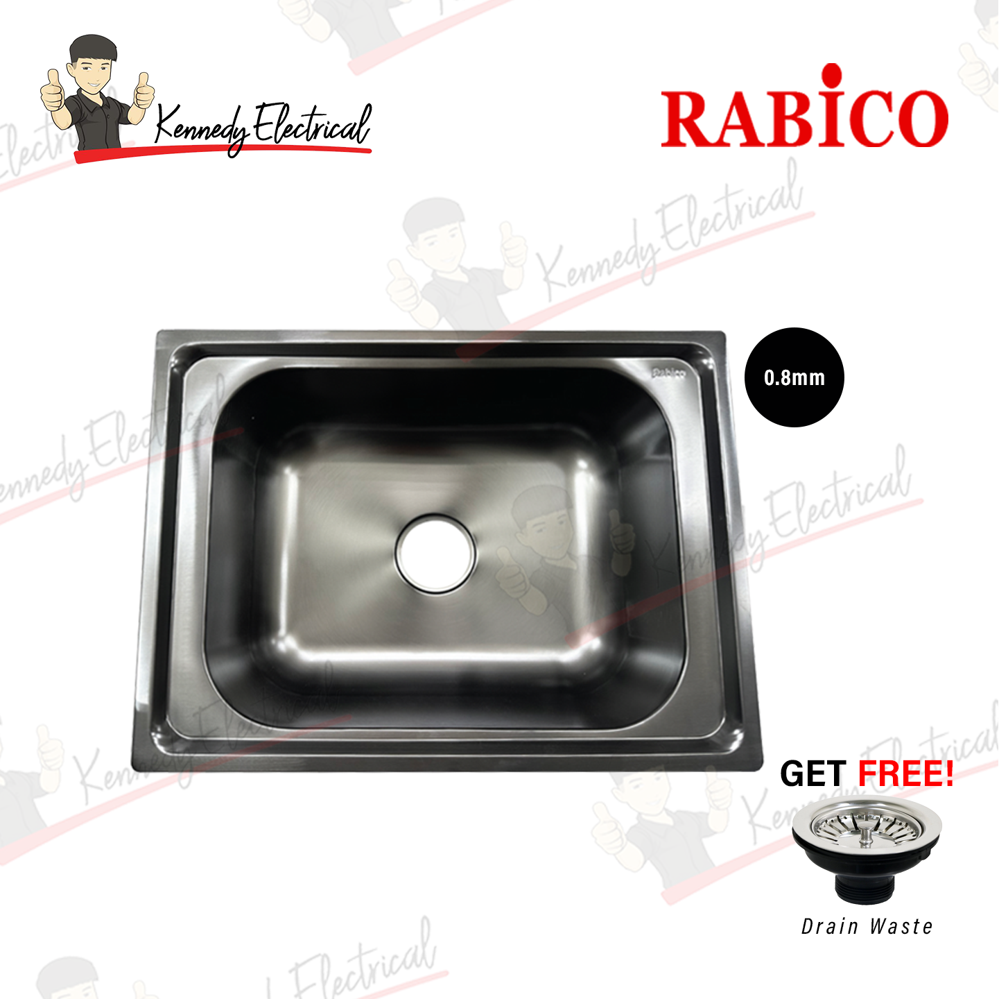 Rabico Stainless Steel Nano Black Single Bowl Kitchen Sink (6045-Nb#) W66-4NB