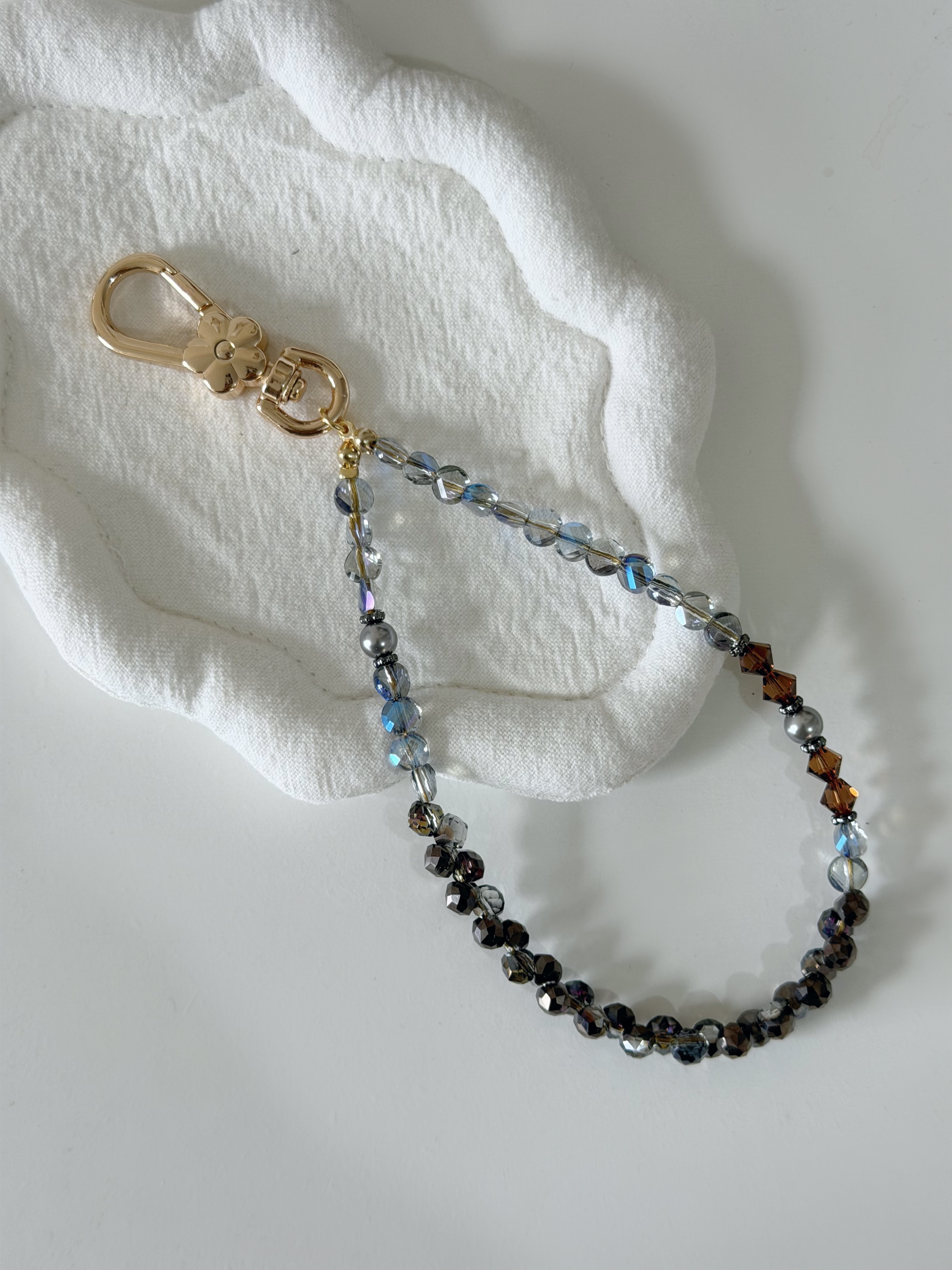 復古彩珠電話繩/ 古典藍棕色