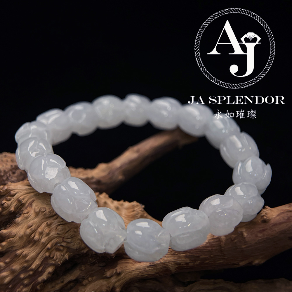 JB-255- 冰白清心定神/年年有餘蓮花手串