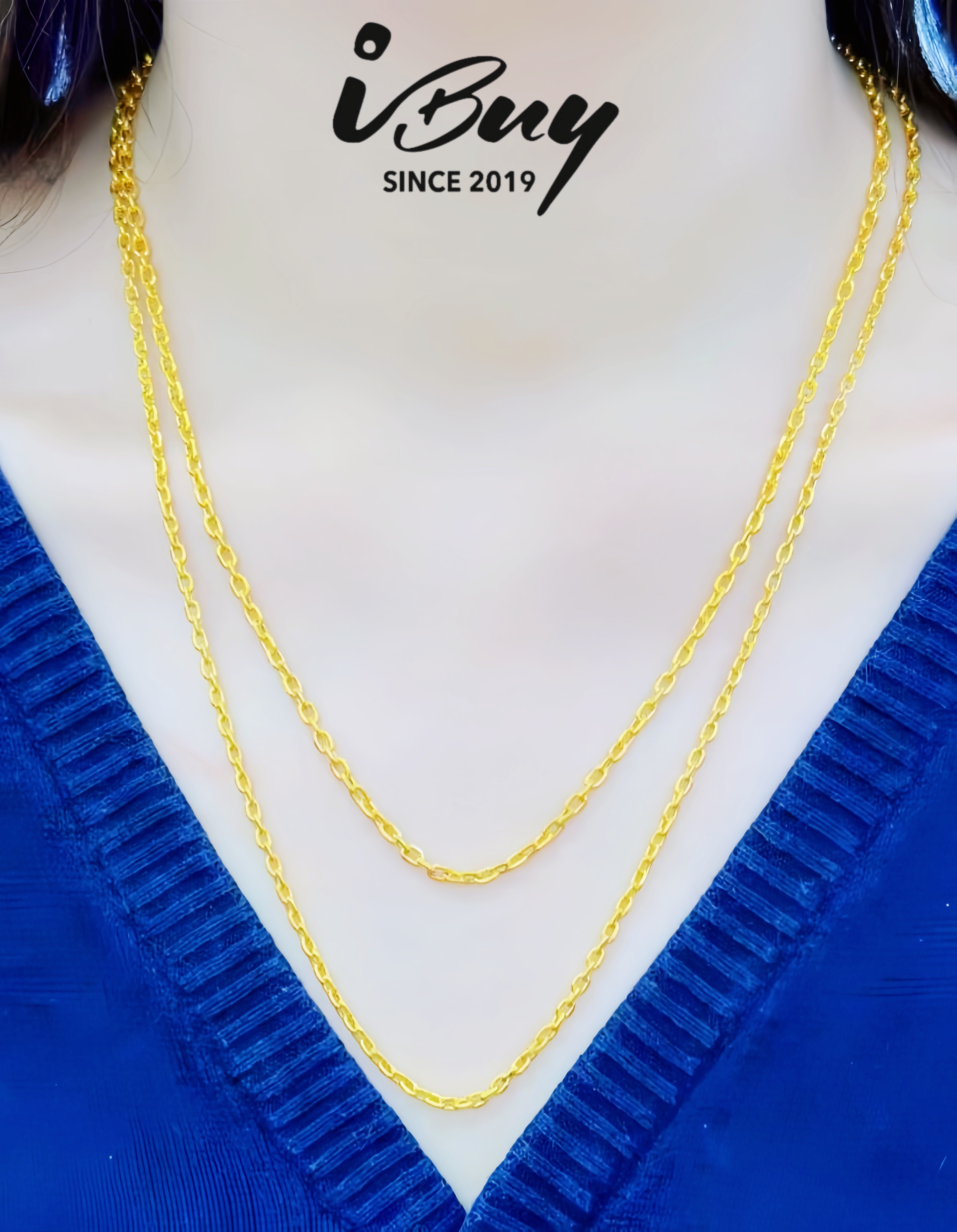 916 GOLD 1.5MM HOLLOW CABLE NECKLACE 916 金 1.5MM空心万字项链