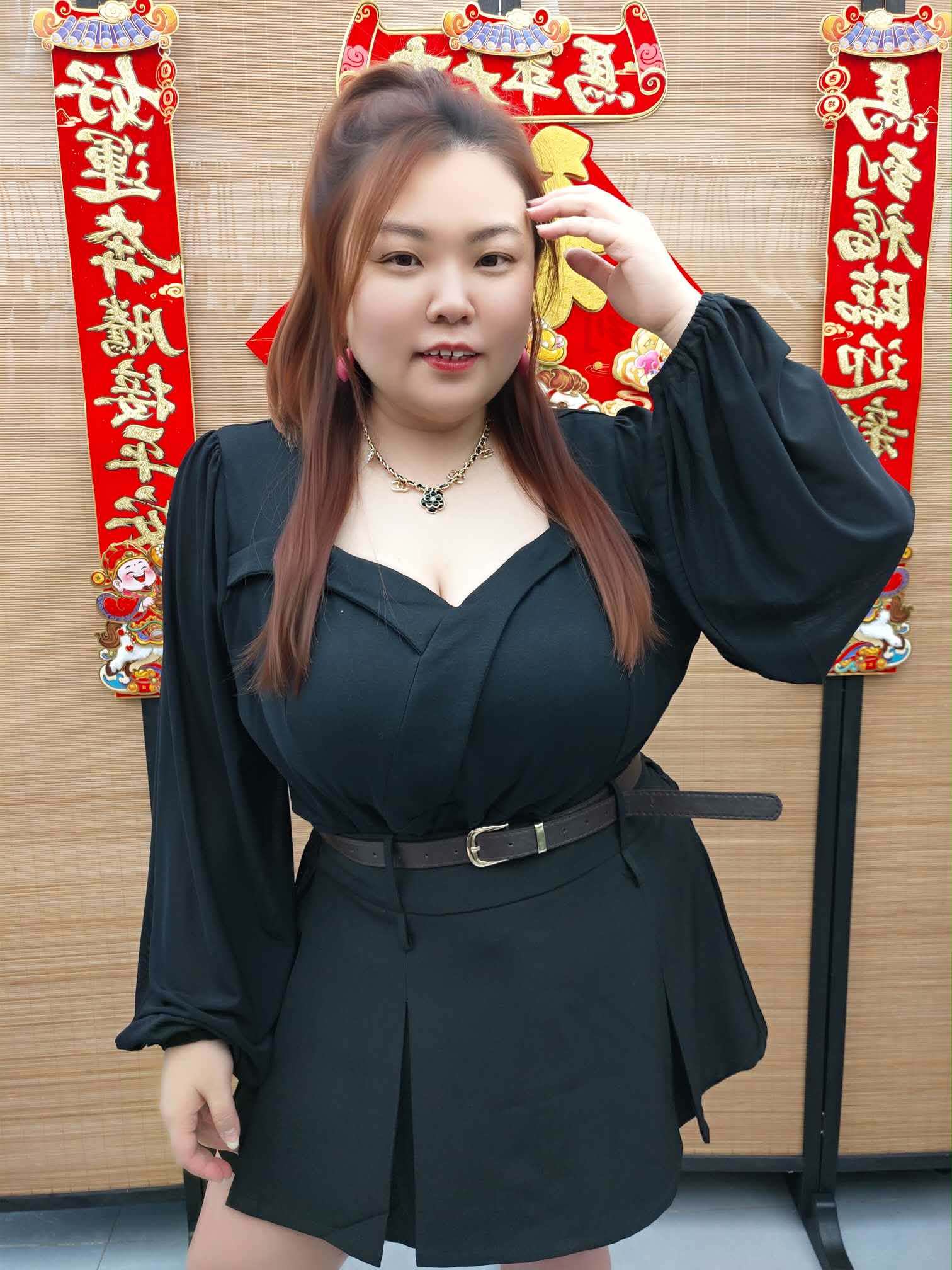 DDI02 8293(B8) 钻石领附垫长袖上衣