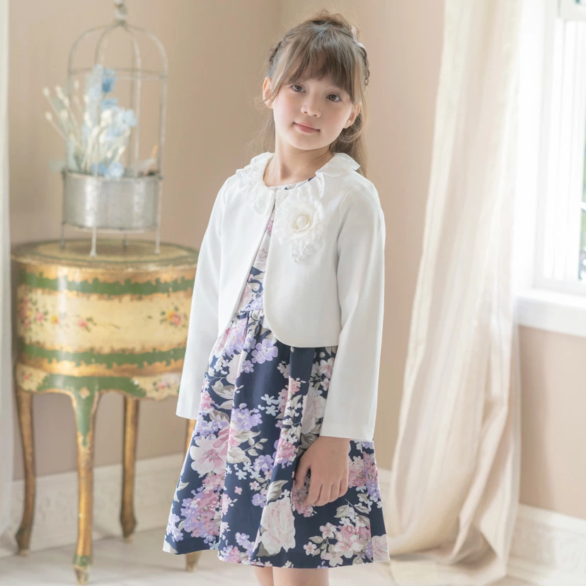 🆕【⭐訂購⭐】 🇯🇵日本直送🌀碎花短袖連衣裙+蕾絲領外套 華麗套裝［4款選］🌀[ELBA-0076][260214]