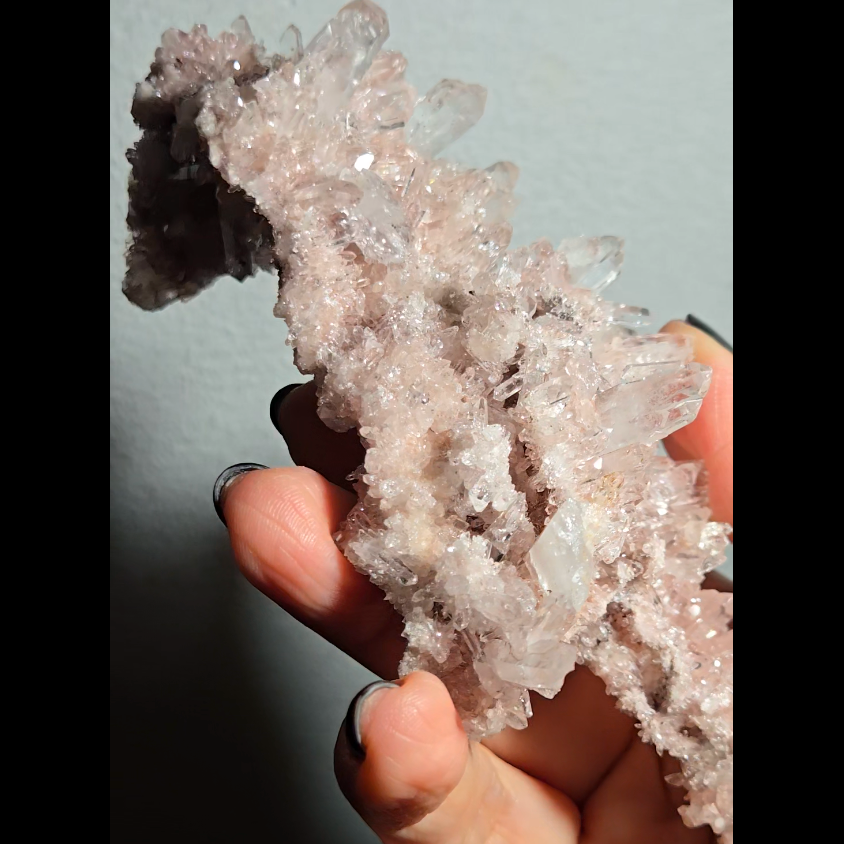 Extra pink pink Lemurian cluster with crystals on both sides - LQ194
