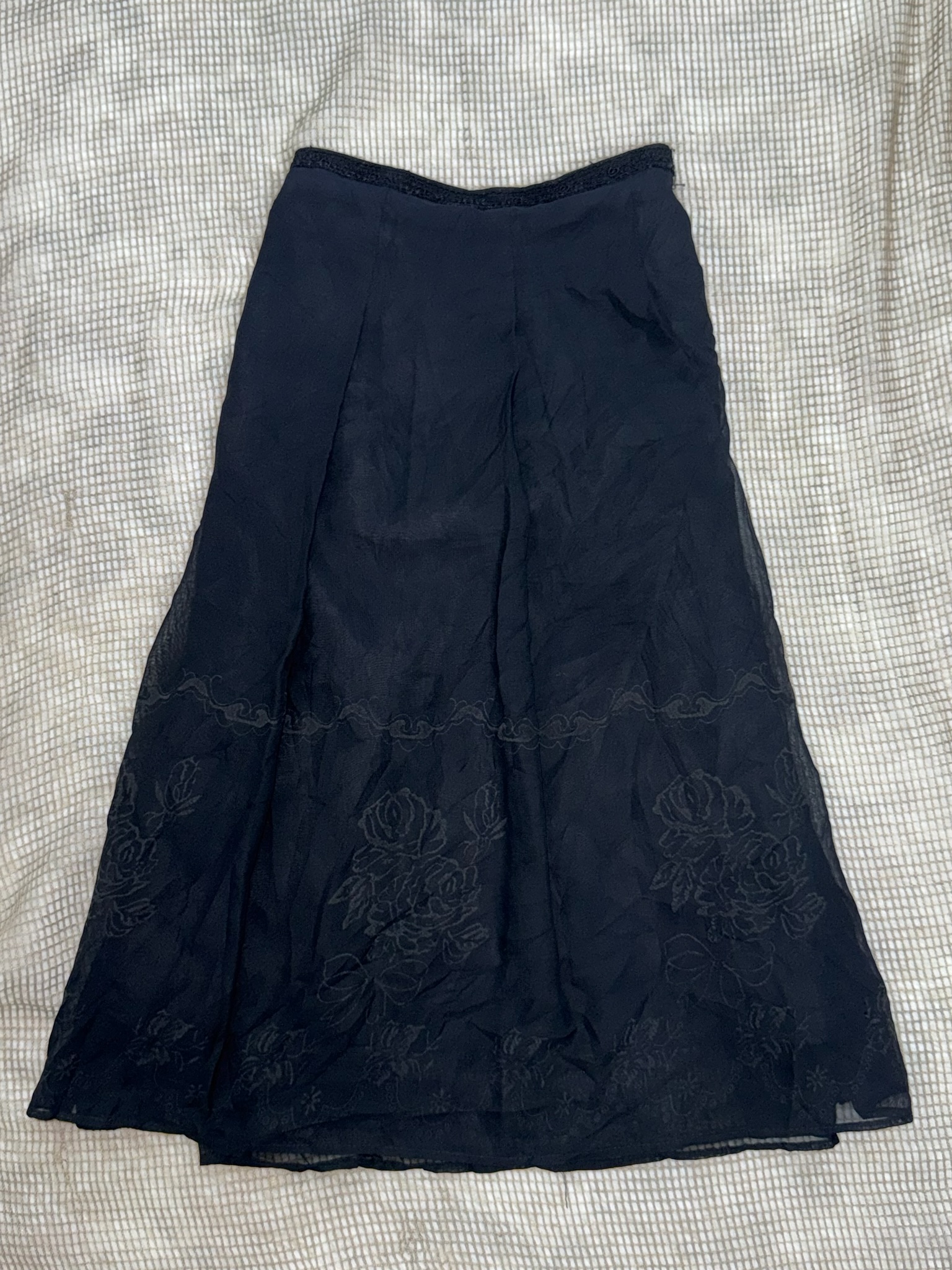 Dark Coquette Embroidered Maxi Skirt