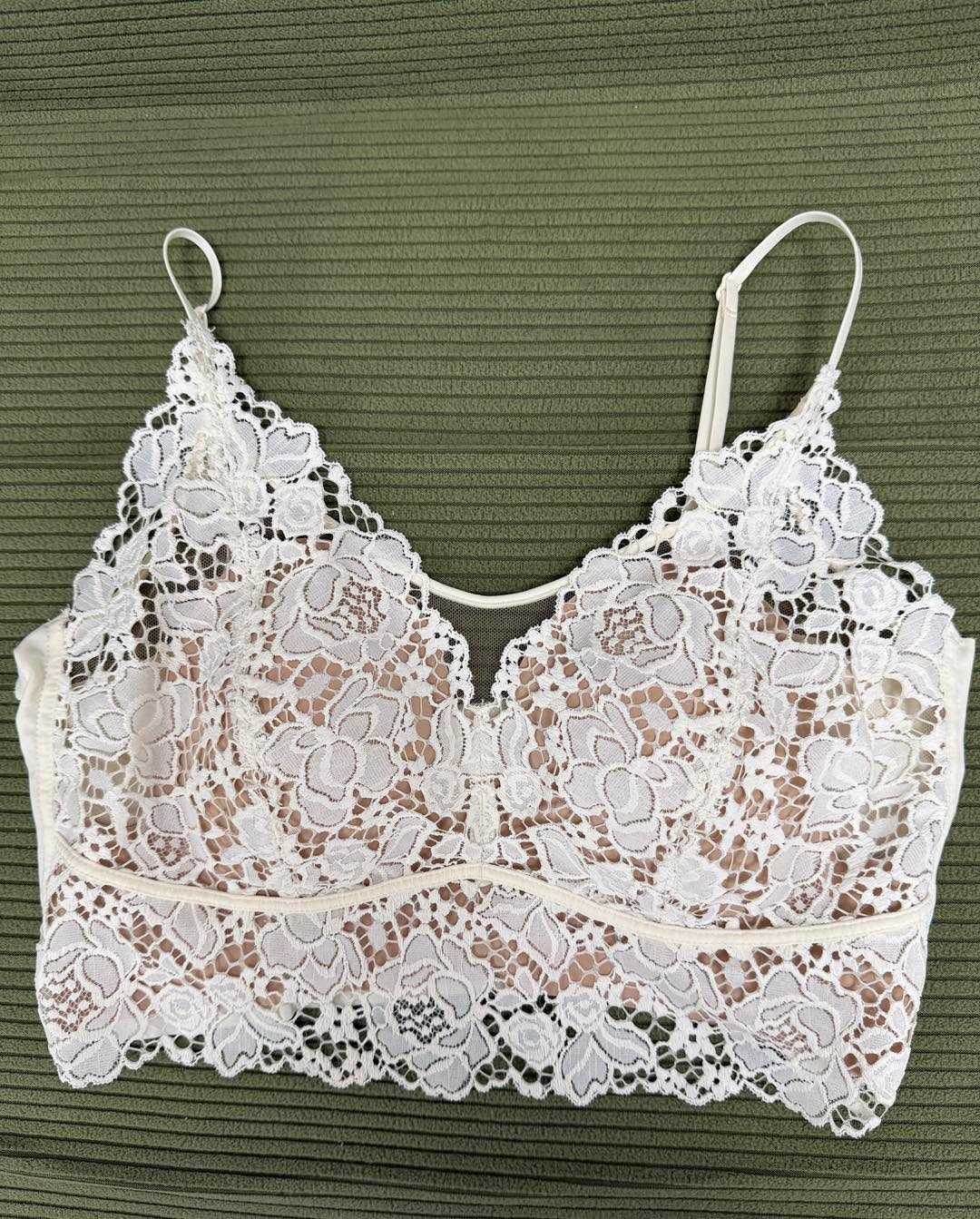 撞色托底lace bra top