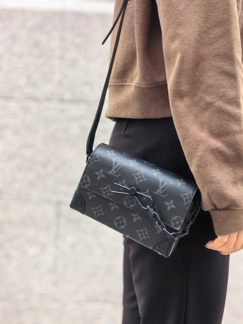 LV🛍️PRE OWNED 👜黑色老花 Steamer 晶片款 單肩斜肩包🖤