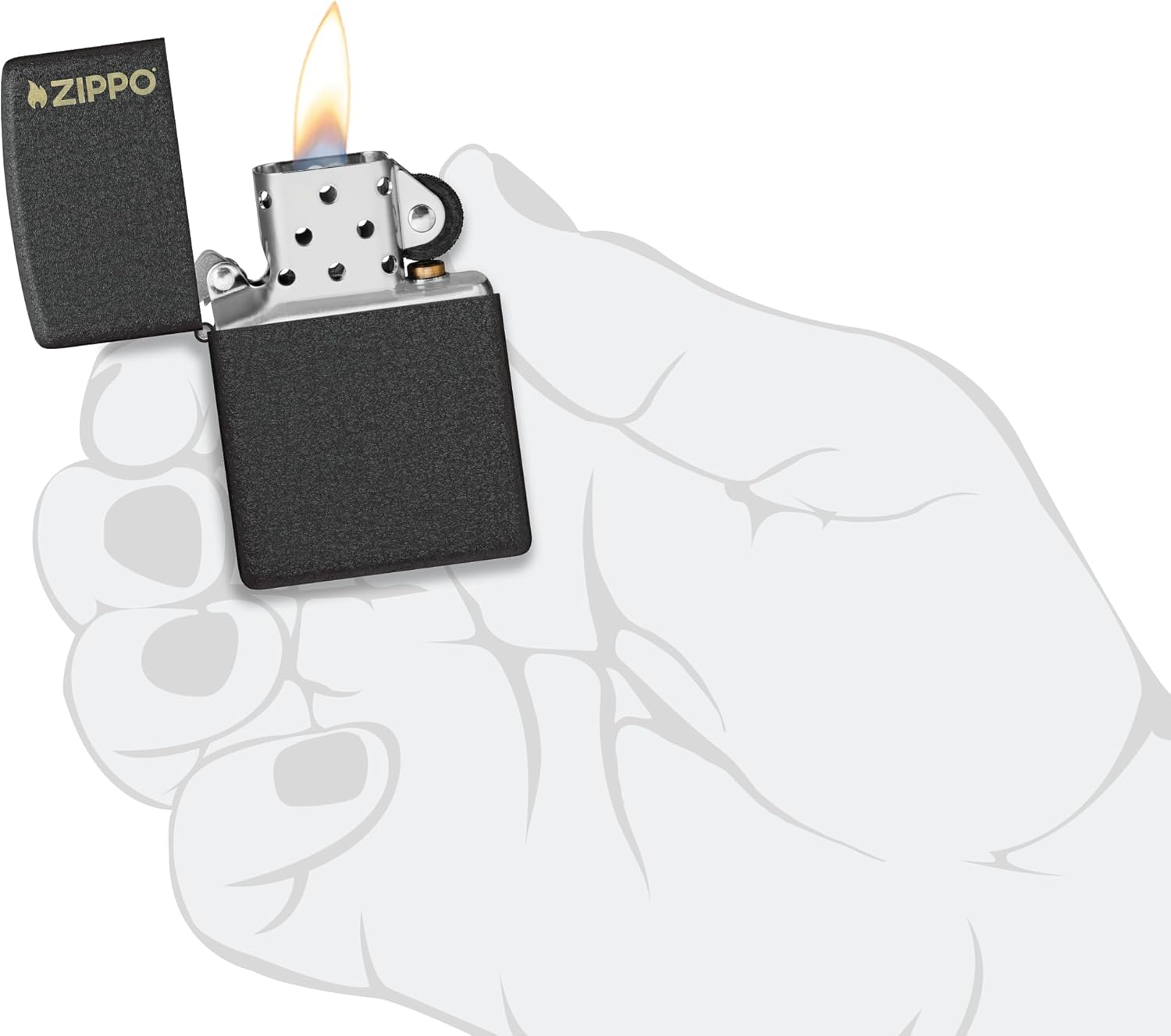 美國製造 | Zippo指定經銷商 Zippo 236ZL 經典標誌打火機 – 黑裂紋雷射刻 Zippo 徽章Classic Logo Lighter–Black Crackle Laser-Engraved Zippo Emblem