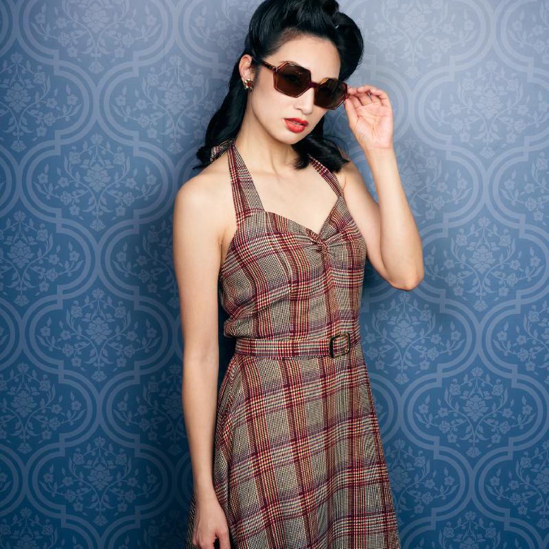(Ready-Made) 1940s-Inspired Classy Pin Up Girl Dress - With fabric belt (FM133)