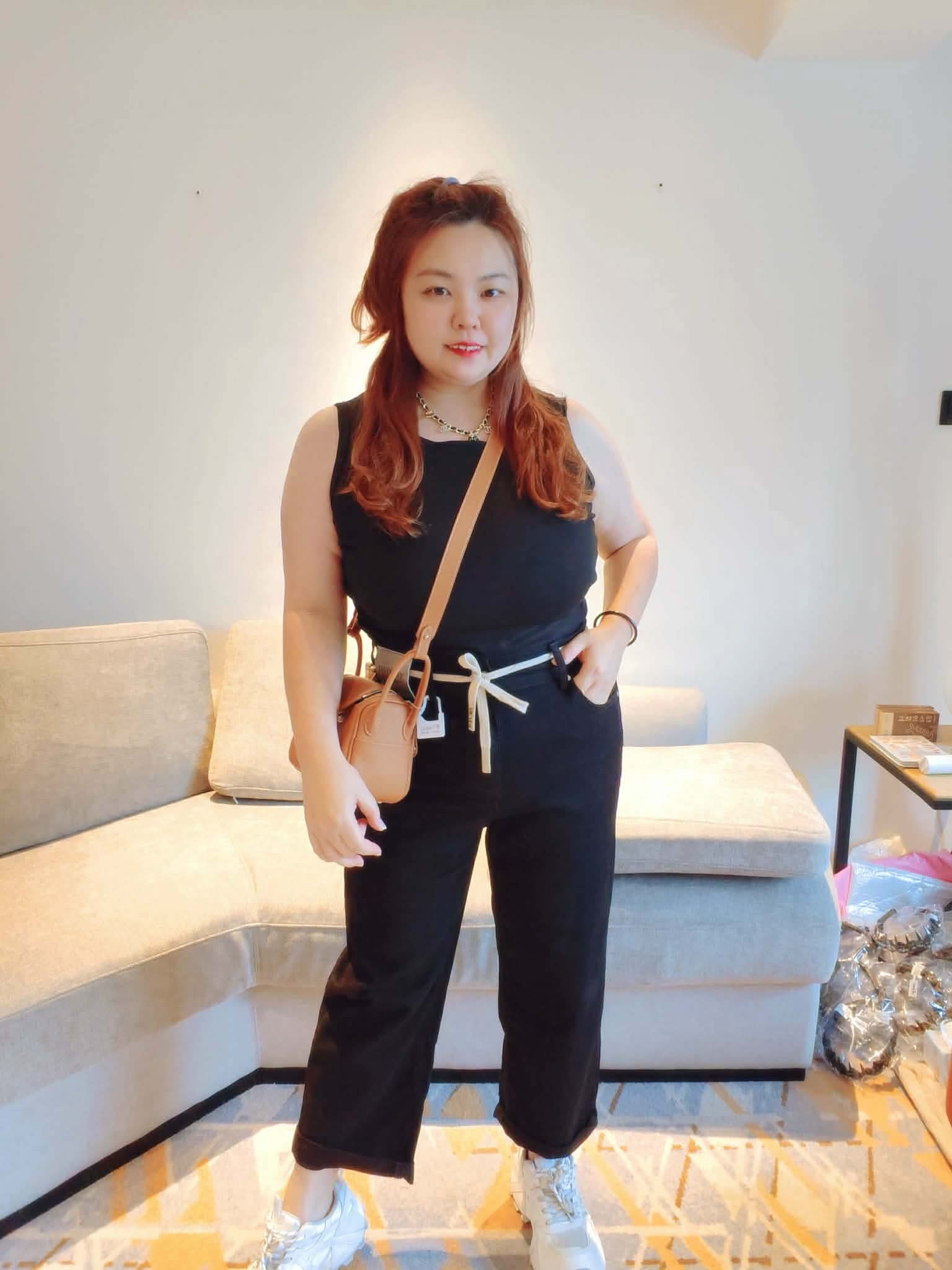 YPD02 9090 黑色显瘦系带卷边牛仔9分裤