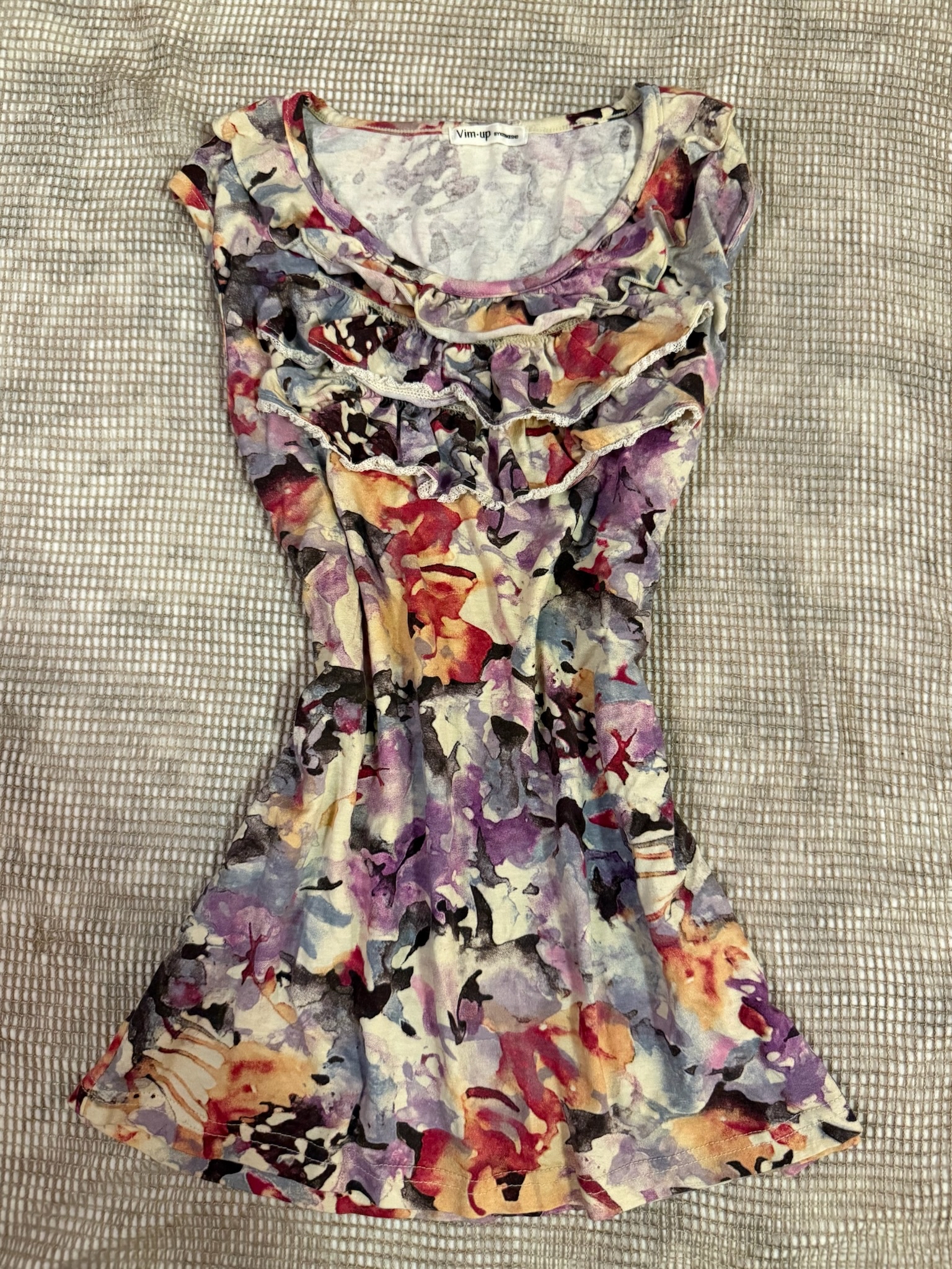 Watercolour Floral Ruffle Collar Vest