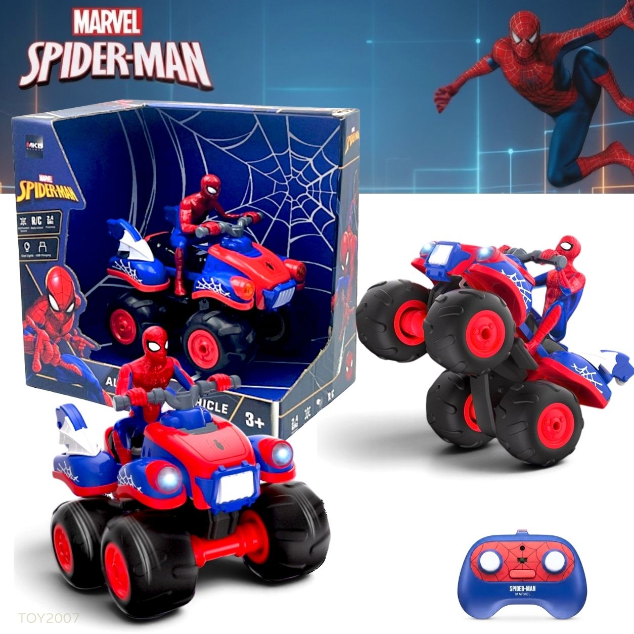 正版 Marvel Spider-Man 蜘蛛俠特技遙控越野車 兒童遙控越野車生日聖誕禮物