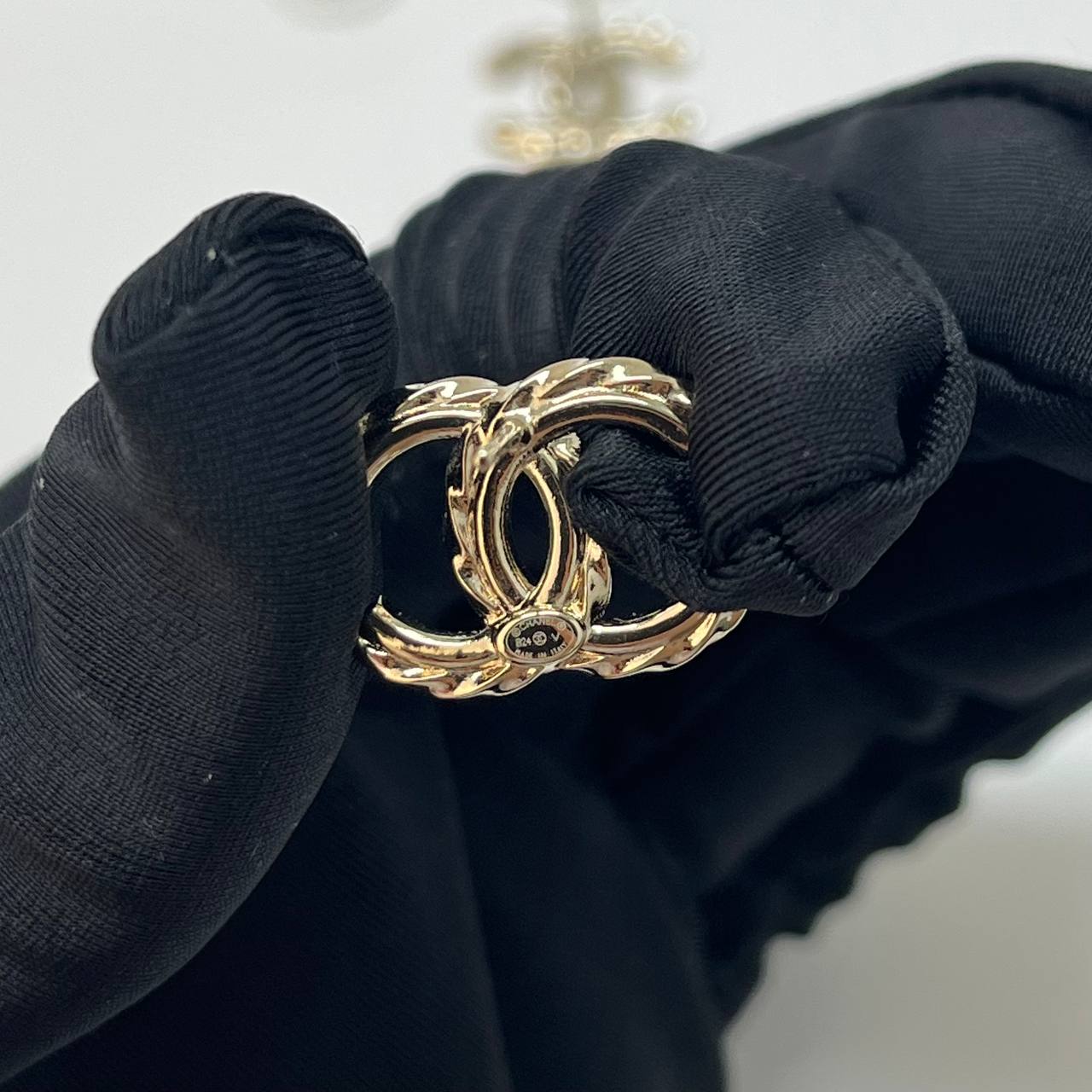 Chanel Classic Double CC Logo Earrings GHW