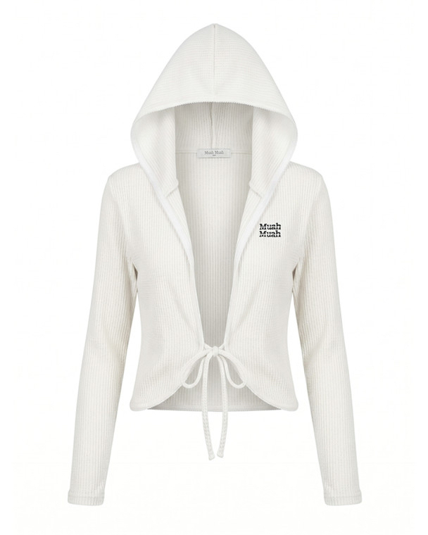 MuahMuah LACE CONTRAST  STRING KNIT CARDIGAN