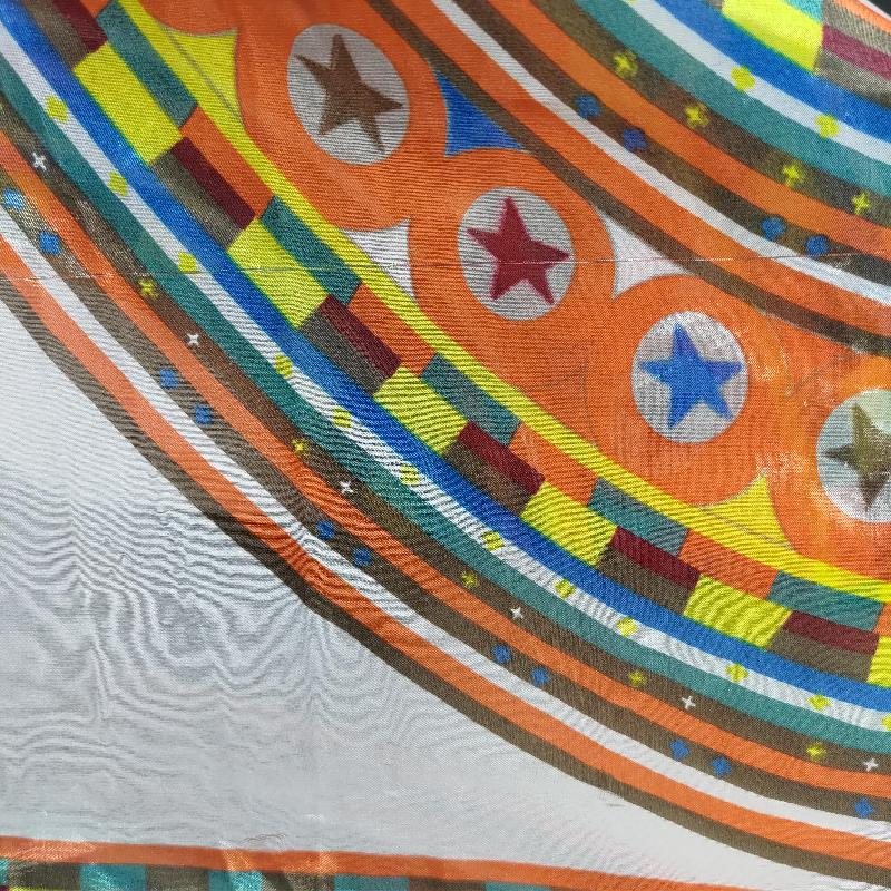 Vintage c.a. 1970s Geometric x Hippies Motif Large Neck Scarf/ Head Scarf from Germany - 85 x 198cm (MT934)