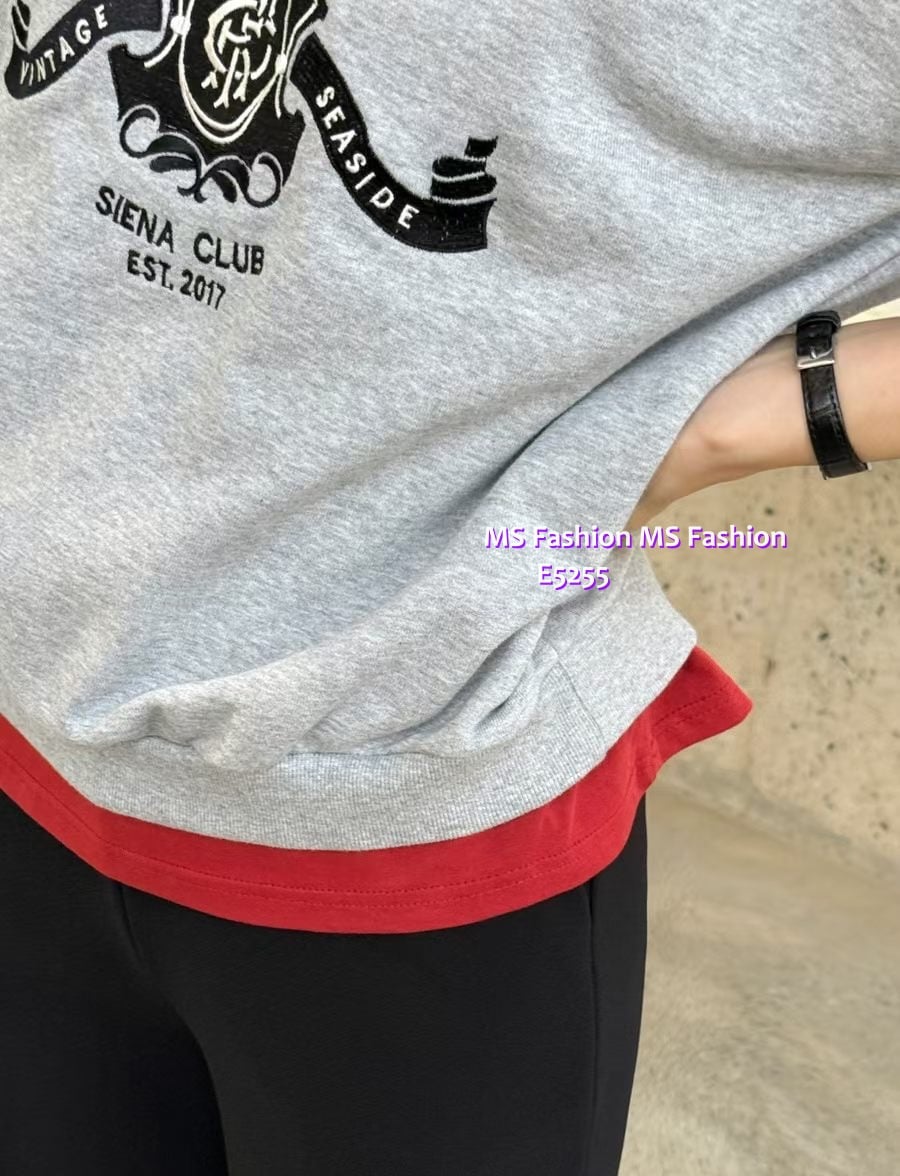 E5255 簡約print薄身衛衣