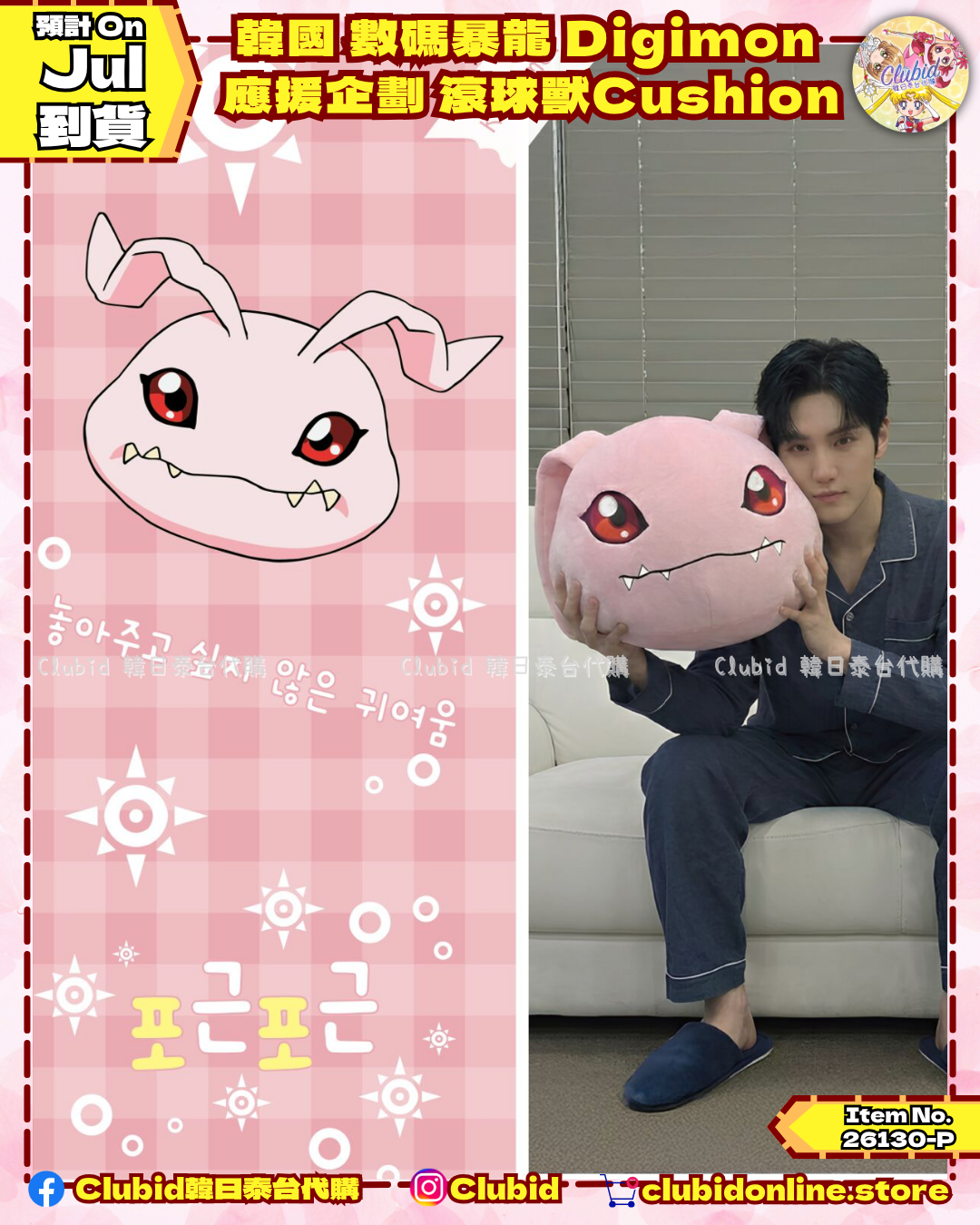 《Pre-Order》韓國 數碼暴龍 Digimon 應援企劃：對戰機充電器/滾球獸Cushion (26130-P）