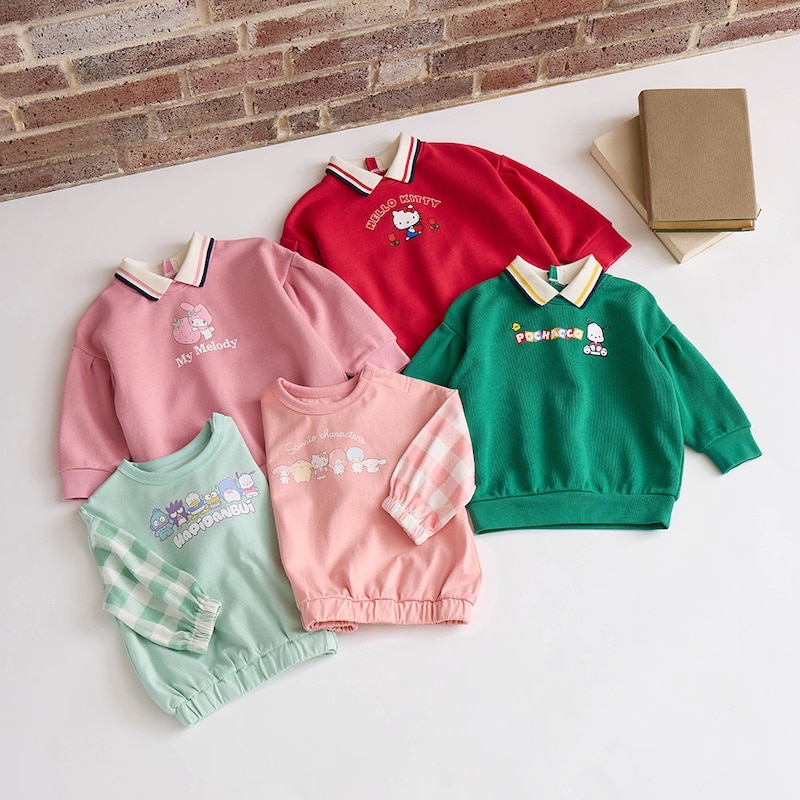 🇯🇵預訂 日本直送🇯🇵Sanrio兩色人物印花拼布格紋長袖上衣