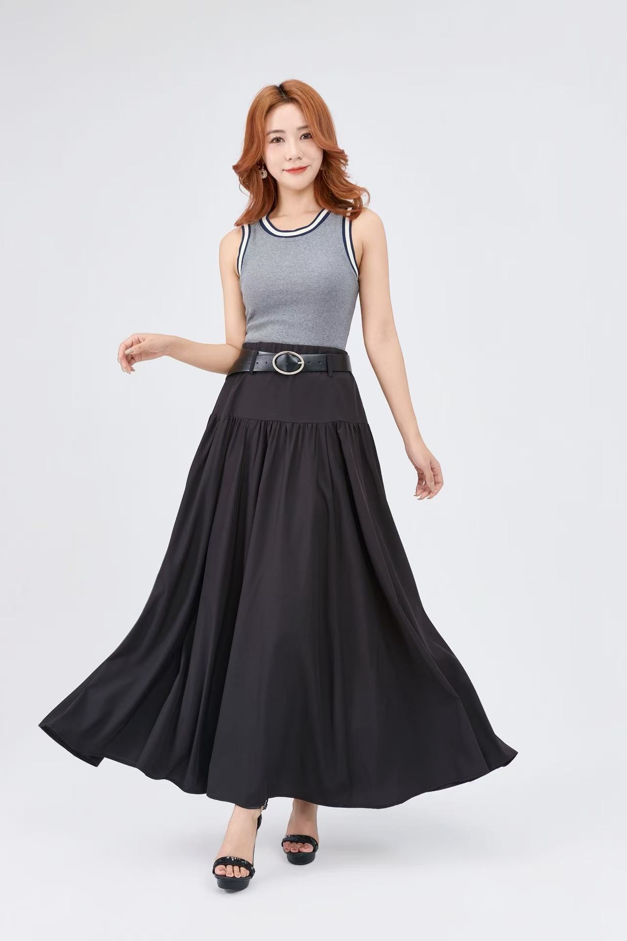 12241321 Soft Flow High-Waist Maxi Skirt