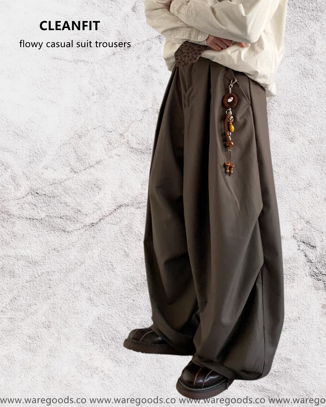 W0418垂感鬆身拖地西褲