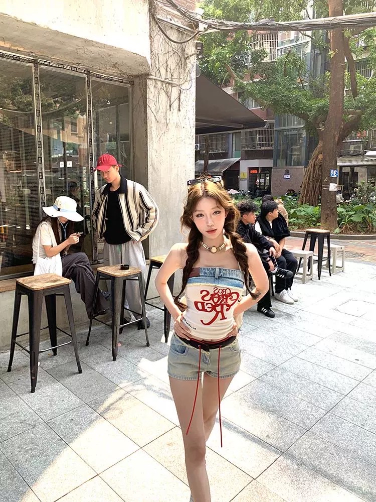 TP468美式字母印花吊带