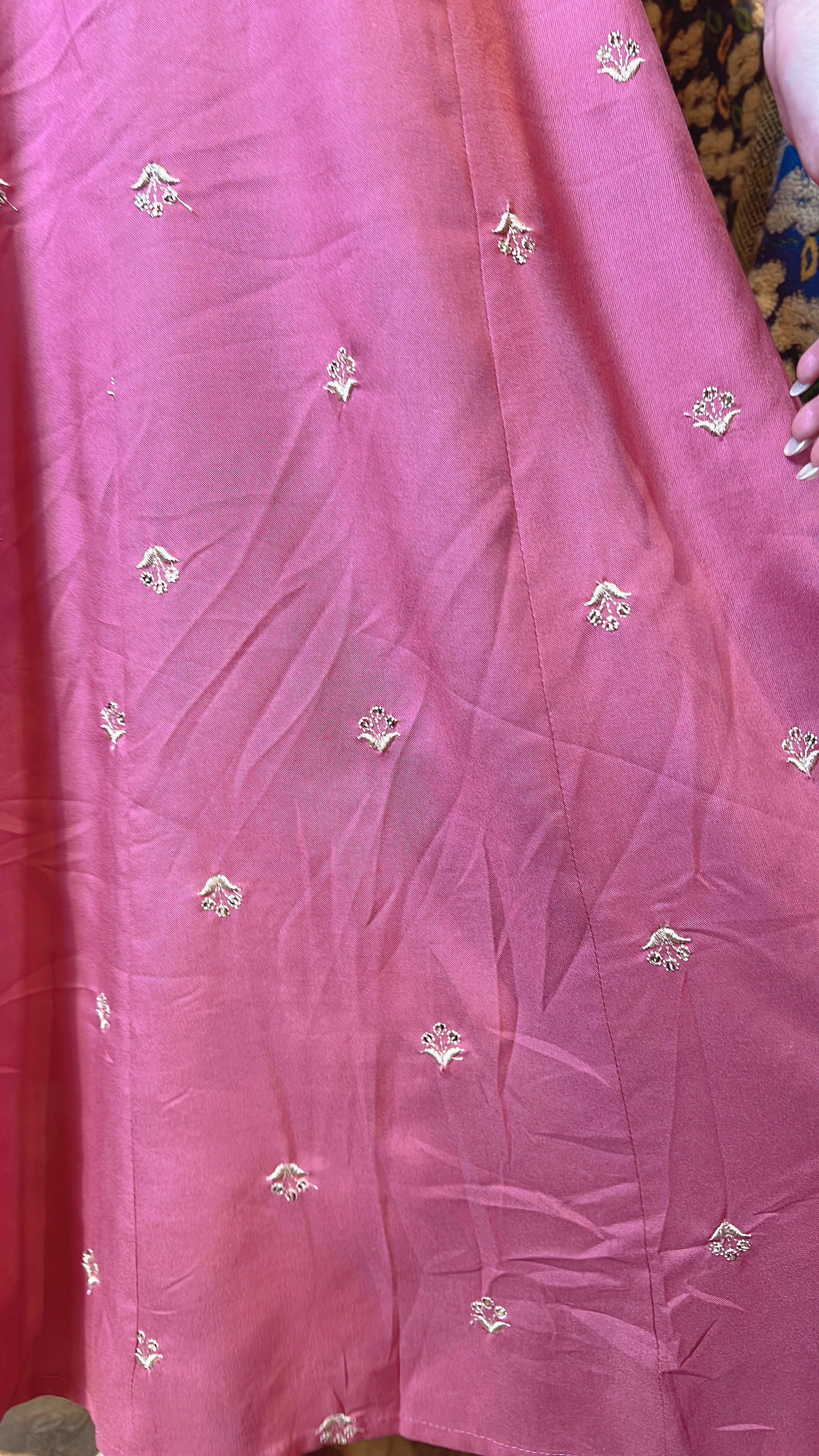 Pink Emb Big V Neck Cotton OP 46" #1051