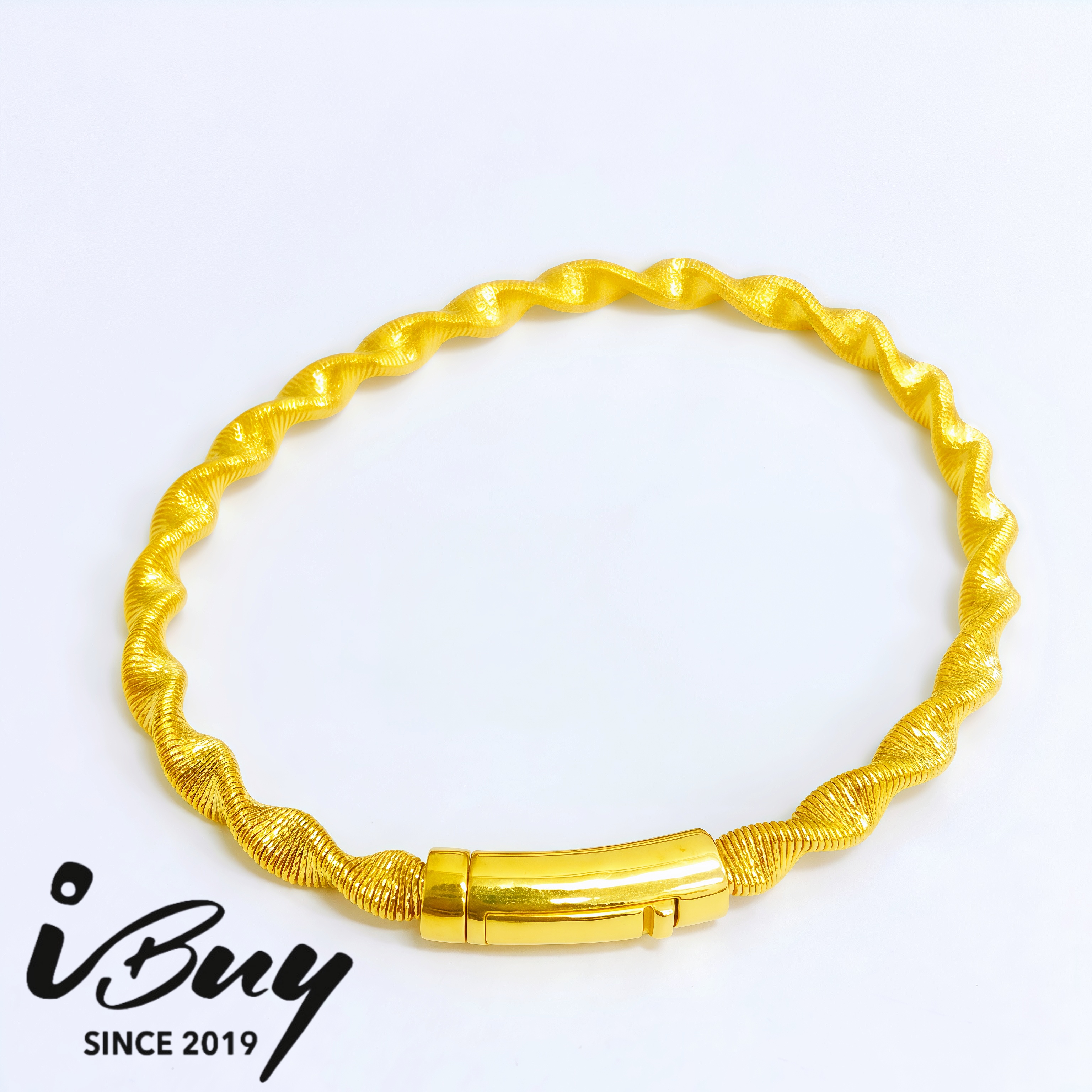 916 GOLD 3.6MM ITALY TWIST BRACELET 916 金 3.6MM 扭纹波浪丝手镯
