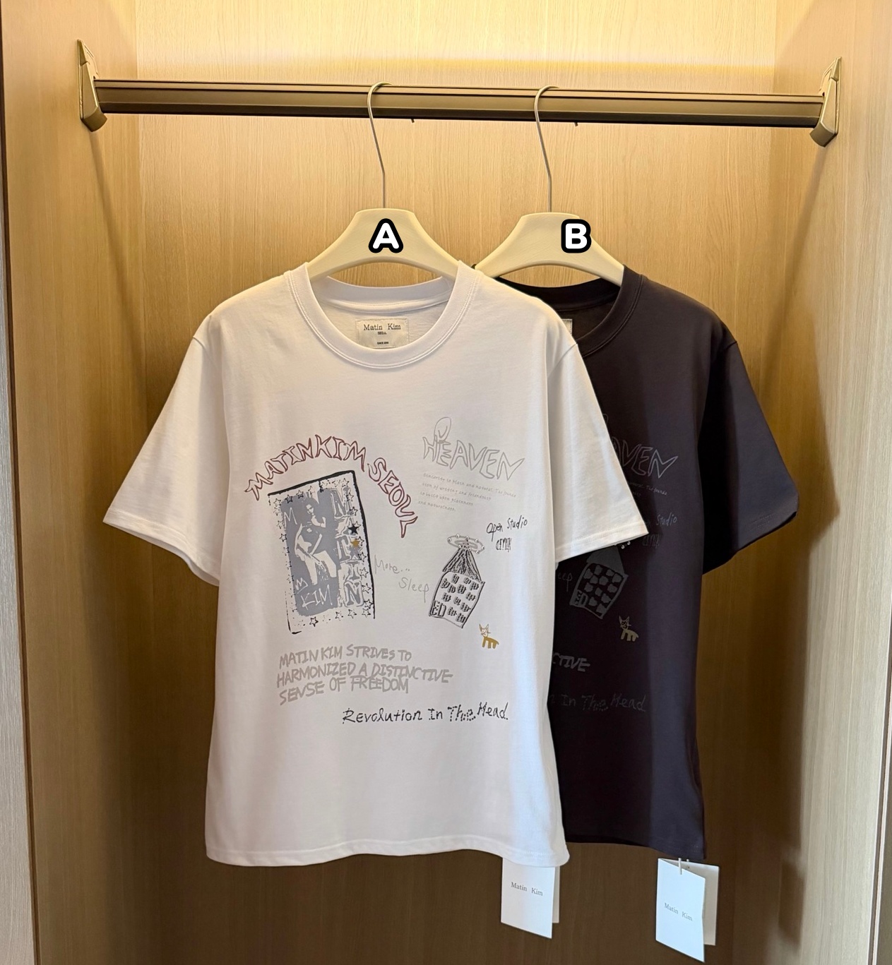 韓國🇰🇷 Matin Kim 手繪塗鴉印花短袖Tee 