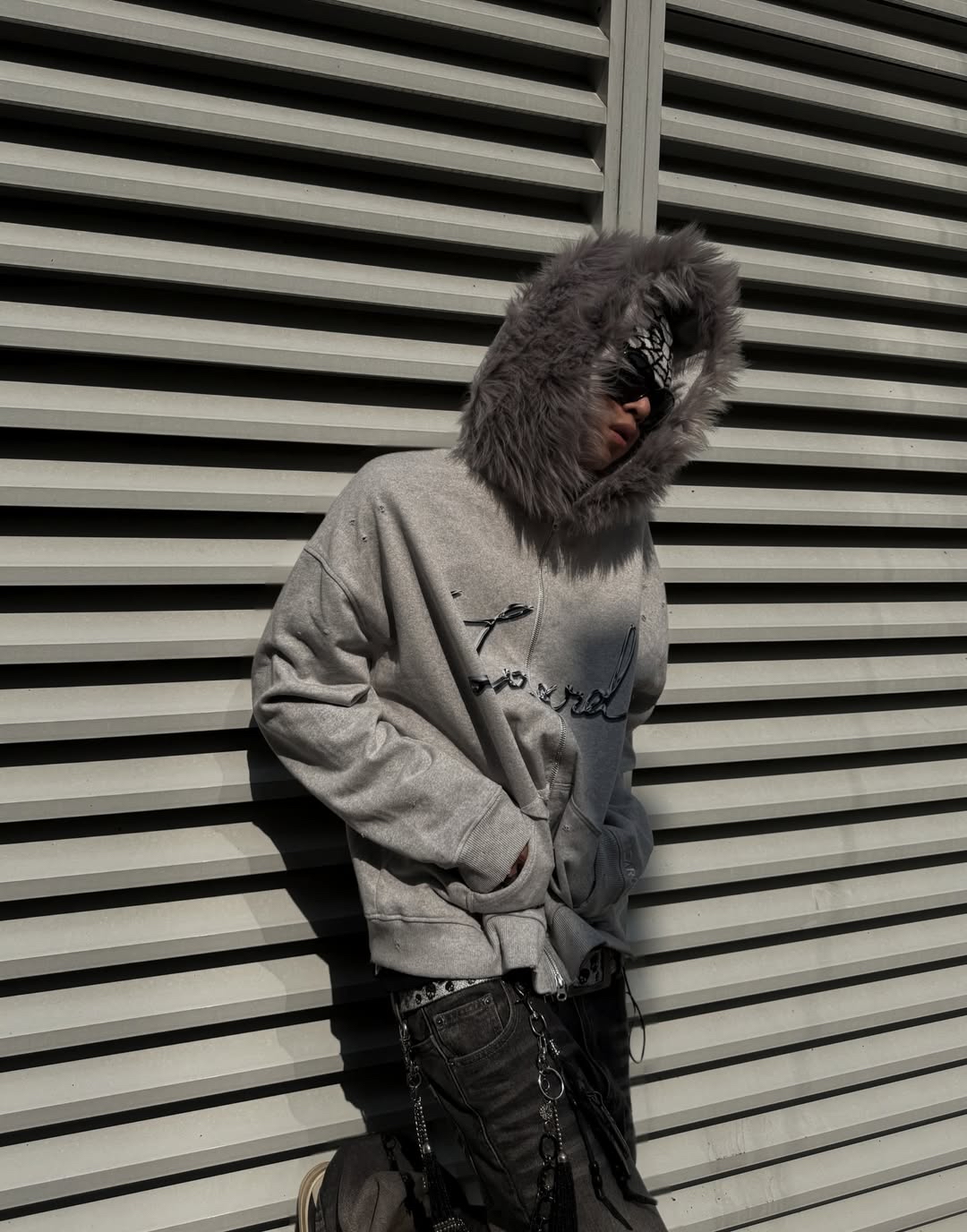 GREY FURY HOODIE ZIP 