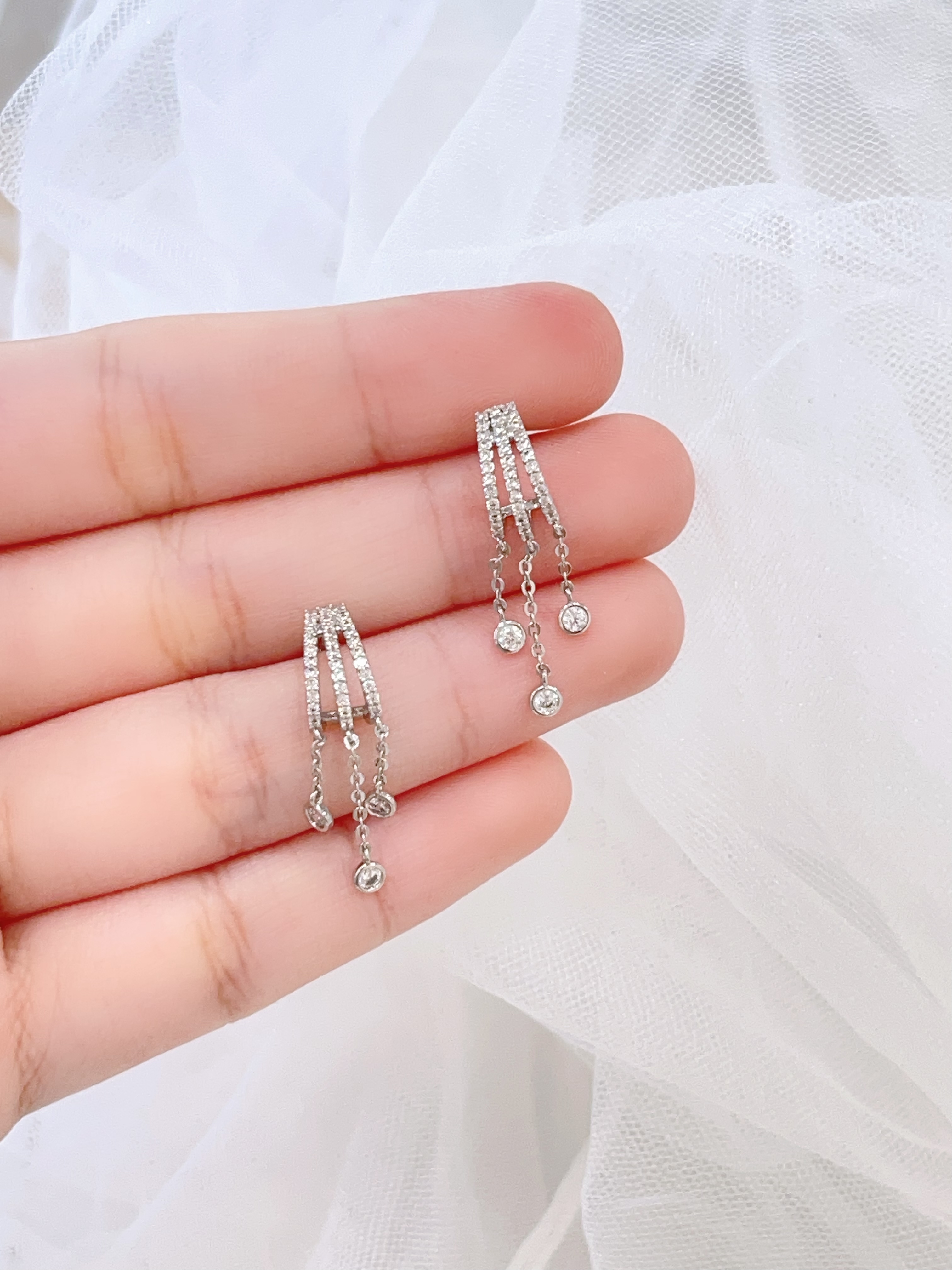 新款微镶三排水钻流苏