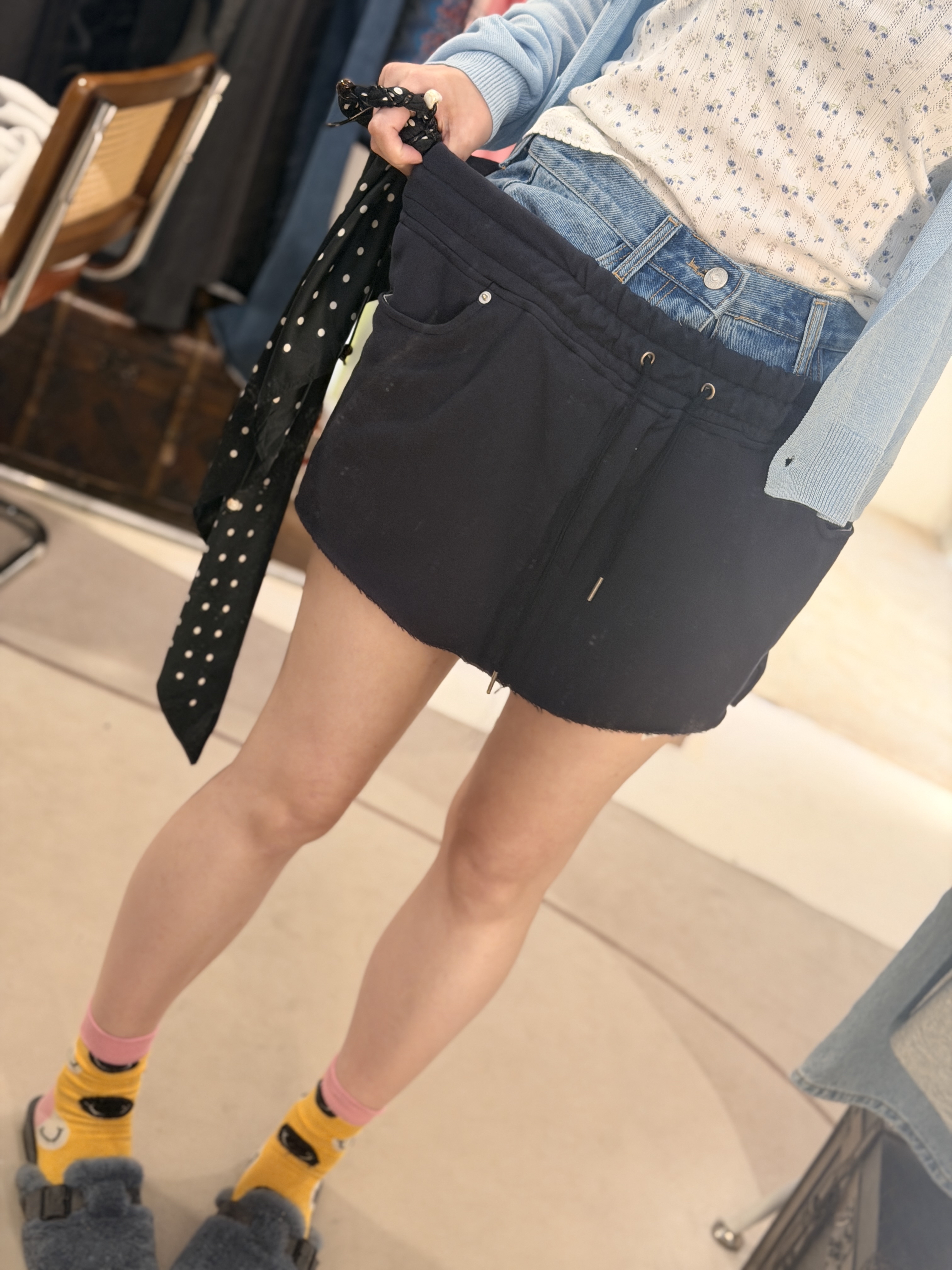 Double waist denim skirt