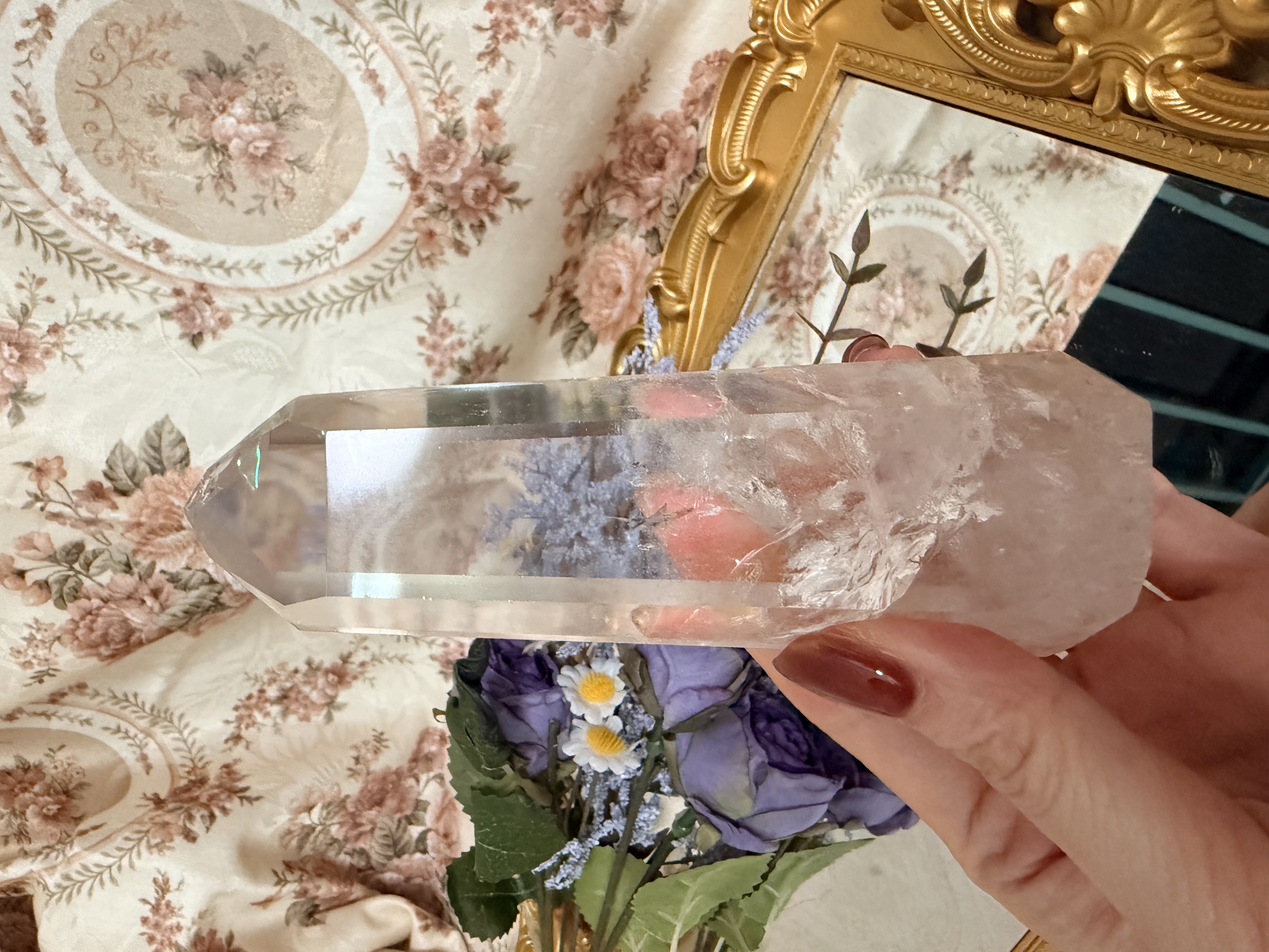 巴西透亮白水晶柱