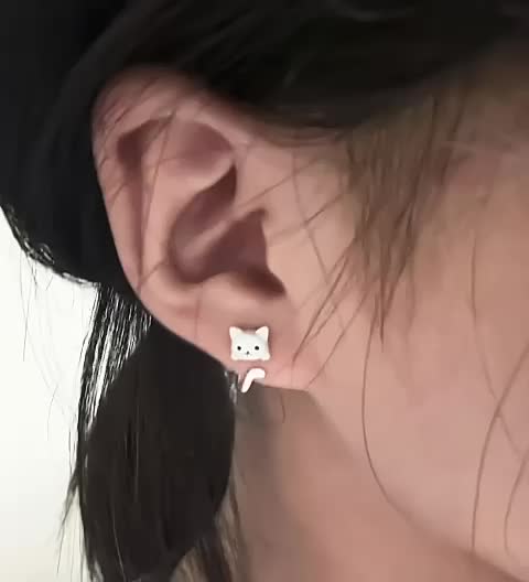 ins風925純銀貓系耳環