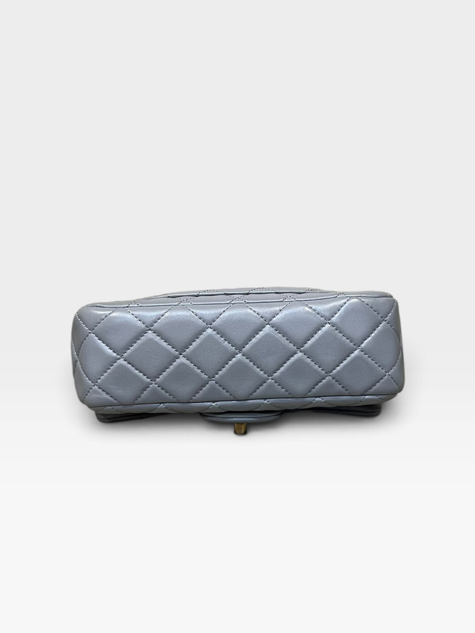 Pre-Owned Chanel Grey Lambskin Classic Mini Flap with Gold Ball / K9905