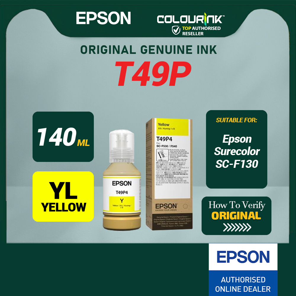 EPSON Original T49P Dye Sublimation Ink for SC-F130 SC-F530 Printer C13T49P100  C13T49P200  C13T49P300  C13T49P400